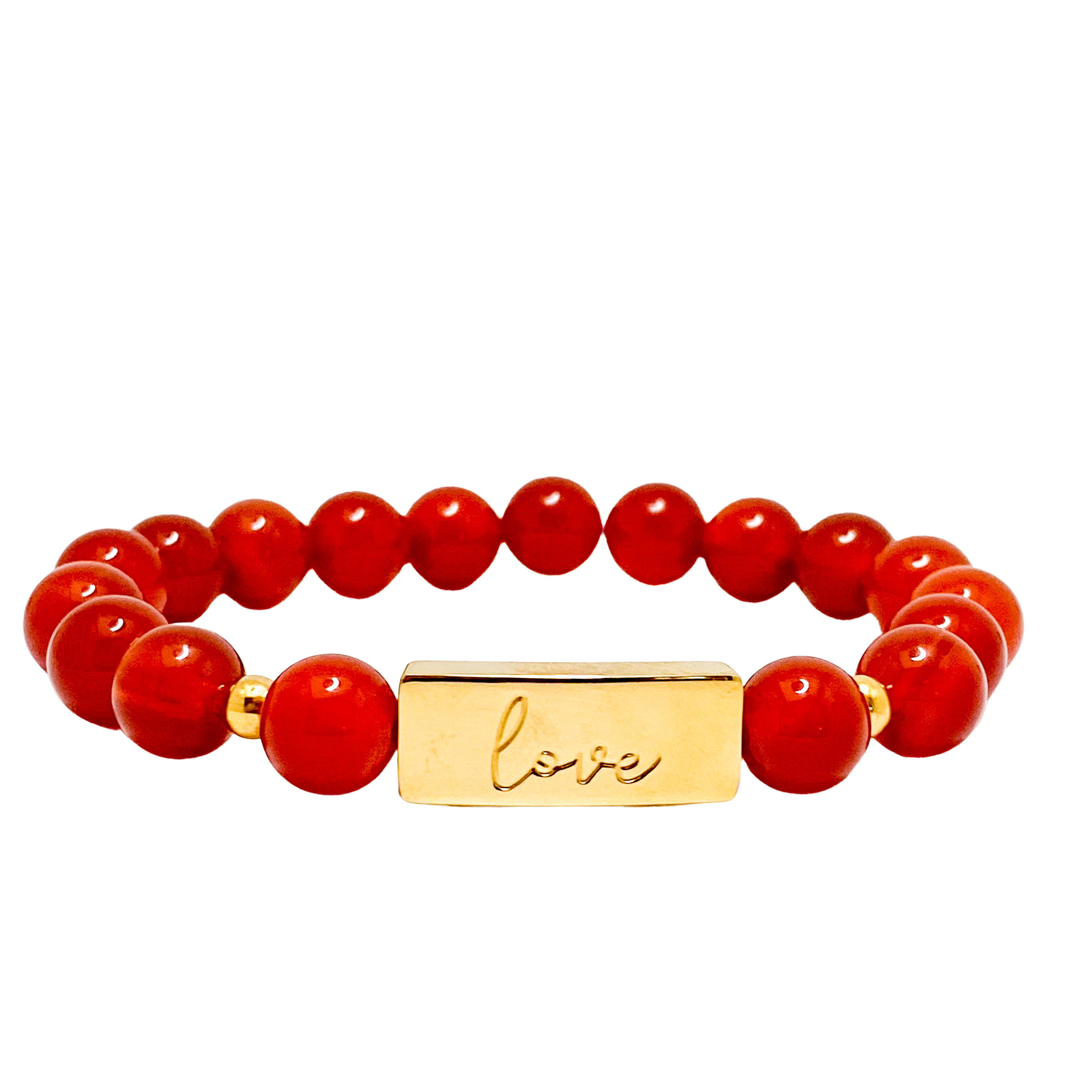 LOVE ON CARNELIAN ELASTIC BRACELET