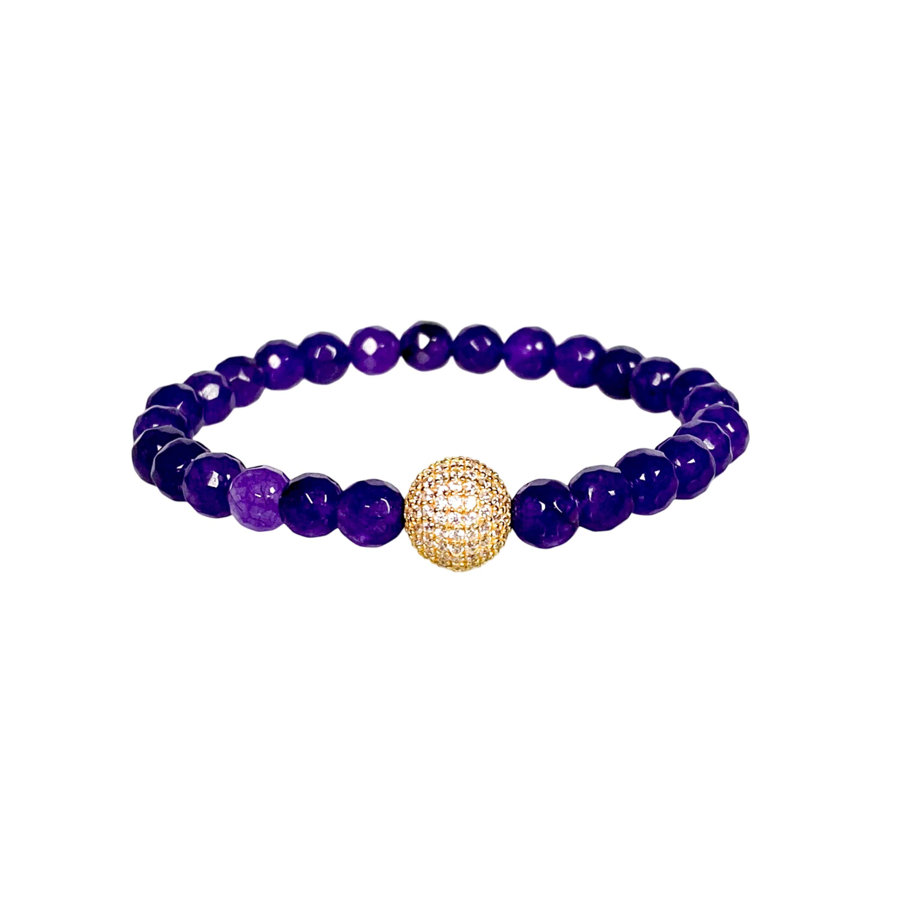 CRYSTAL BALL ON PURPLE YAM ELASTIC BRACELET