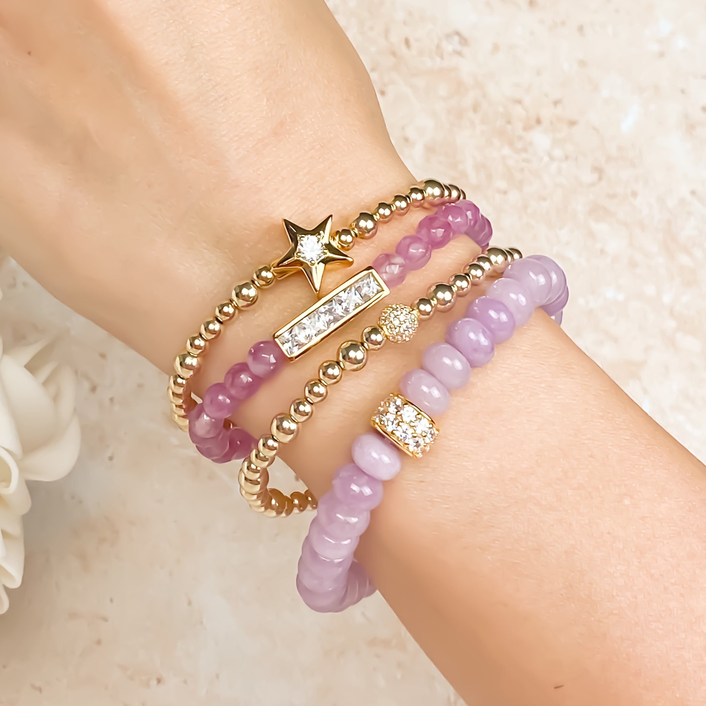 RONDELLE ON FIRST BLOSSOM ELASTIC BRACELET