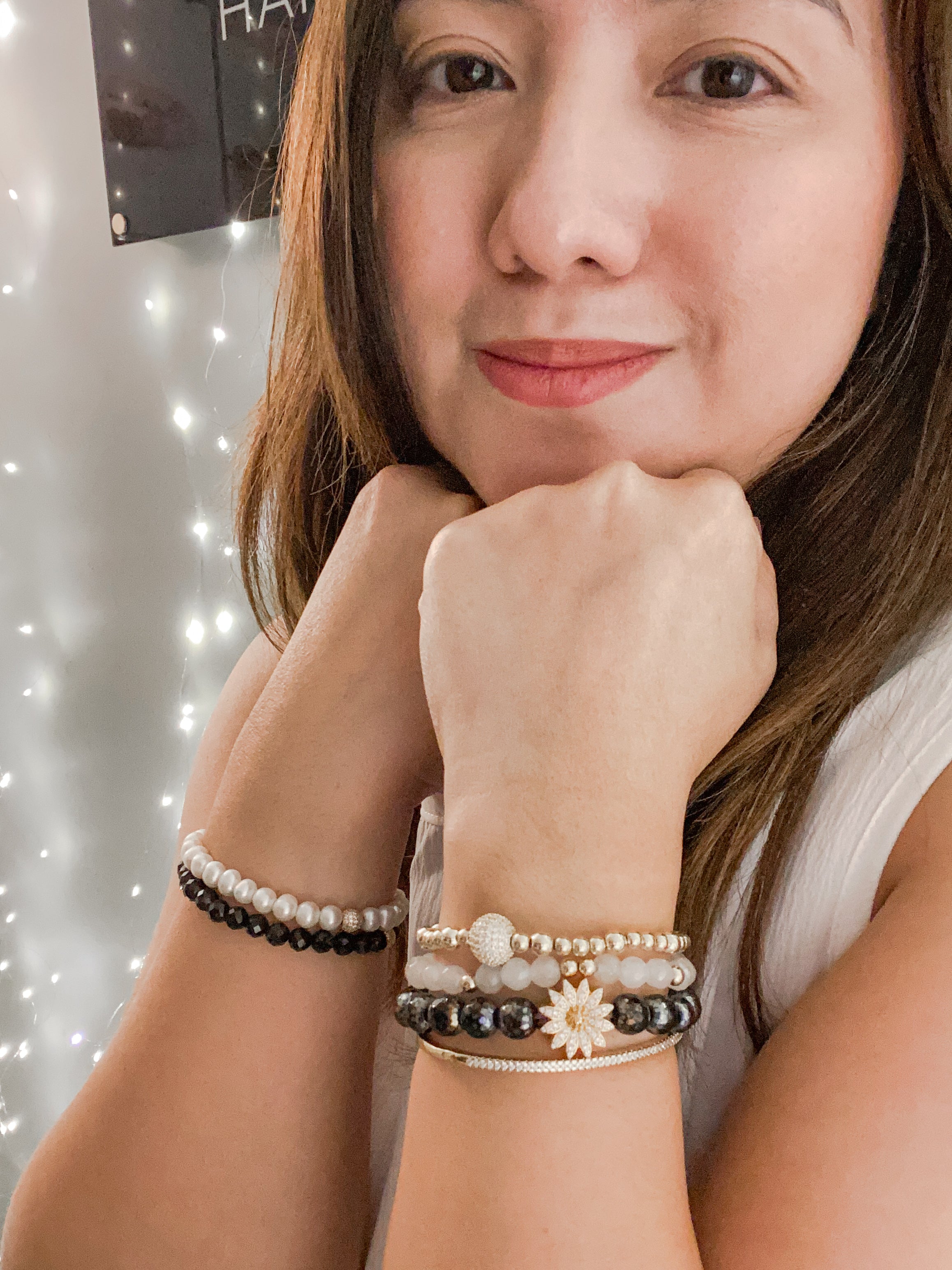 DAISY ON BLACK GALA ELASTIC BRACELET