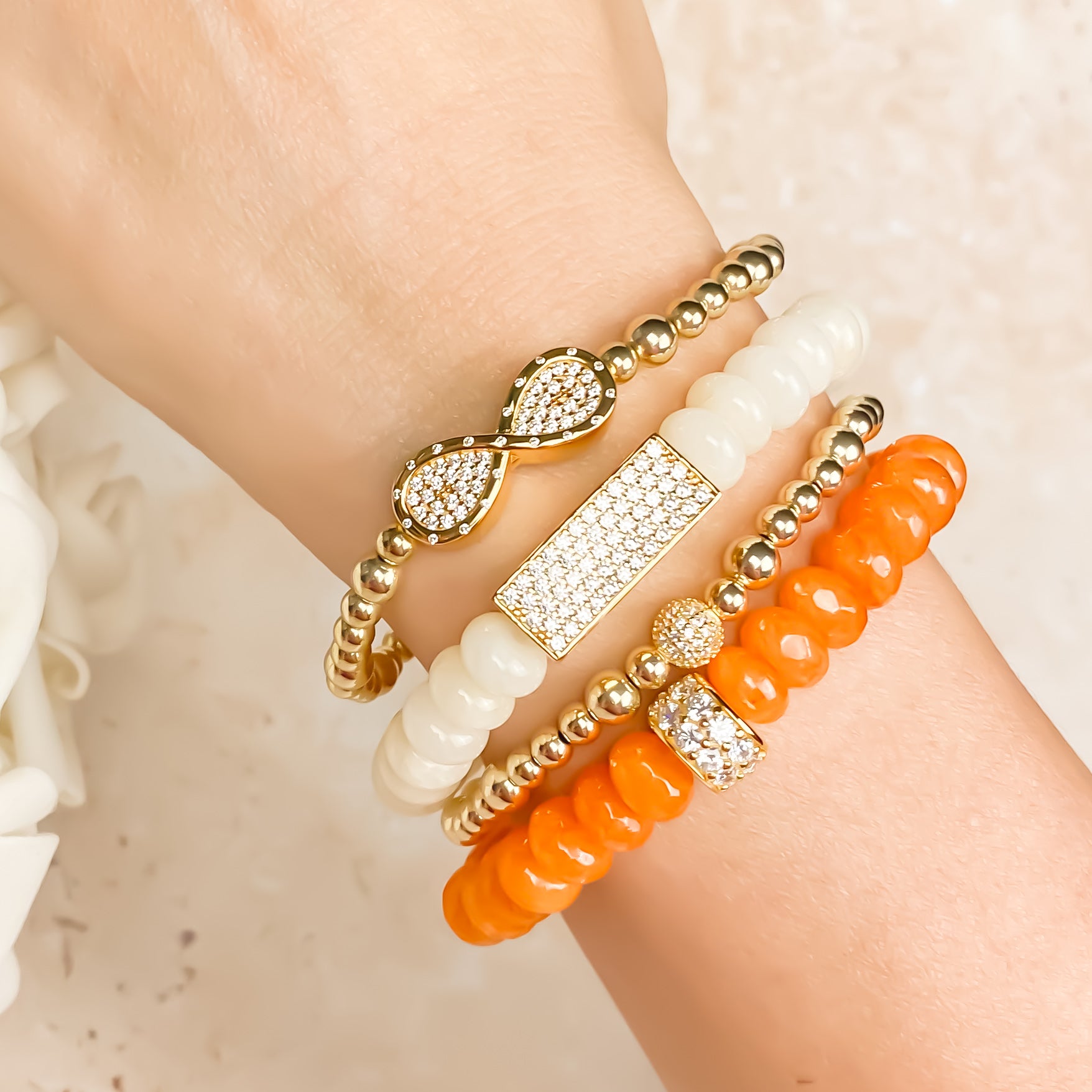 RONDELLE ON GOLDEN POPPY ELASTIC BRACELET