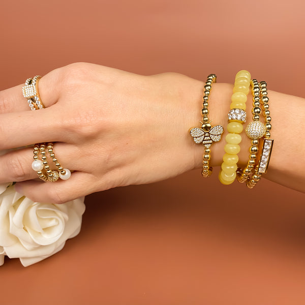 RONDELLE ON BUTTERCUP JADE ELASTIC BRACELET