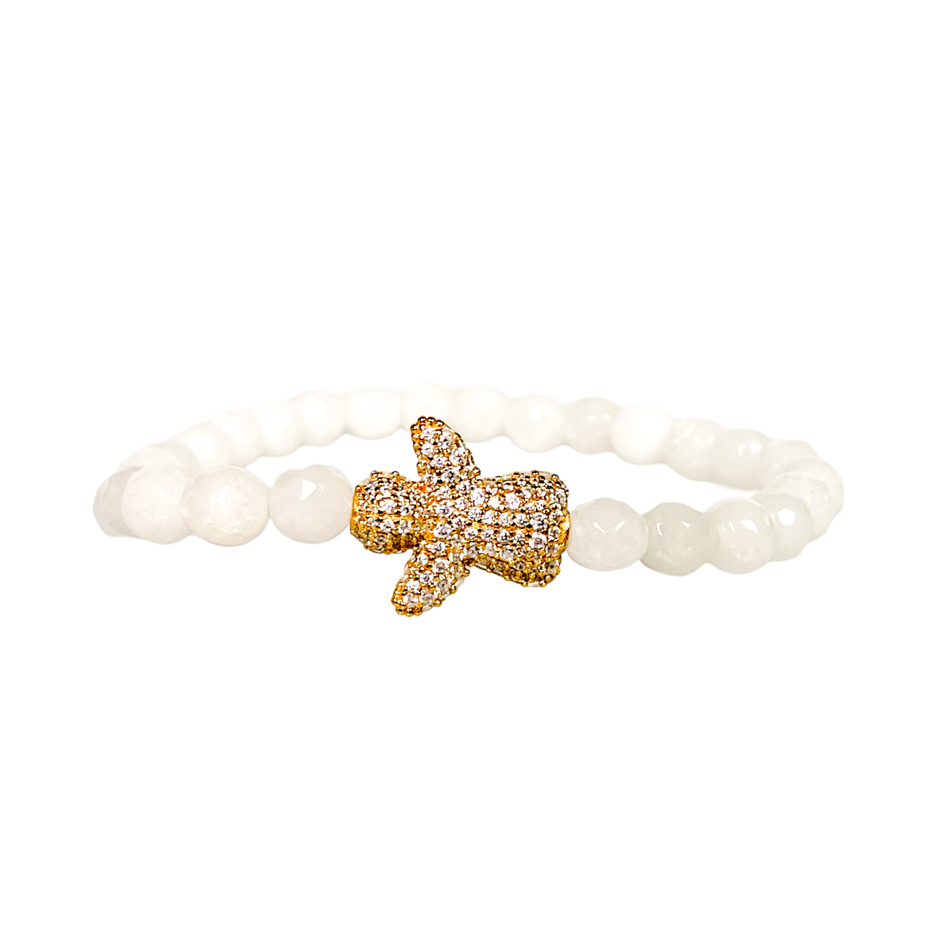 ANGEL ON WHITE JADE ELASTIC BRACELET