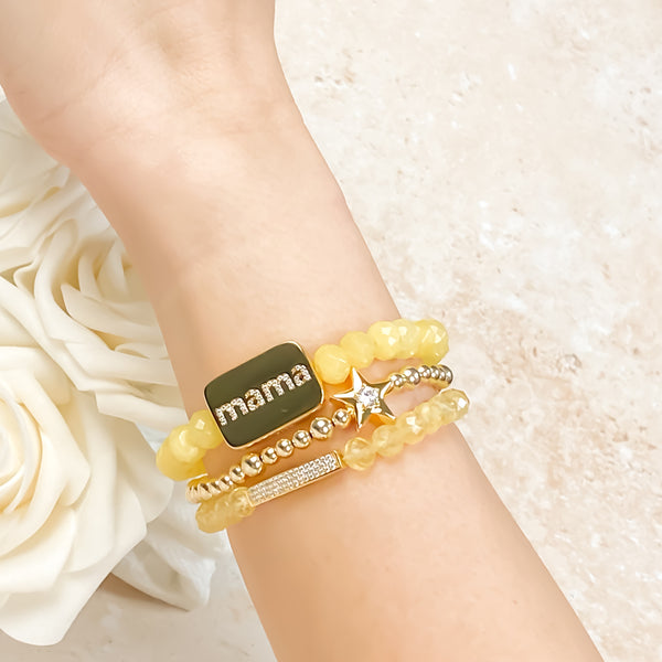 MAMA ON LEMON DROP JADE ELASTIC BRACELET