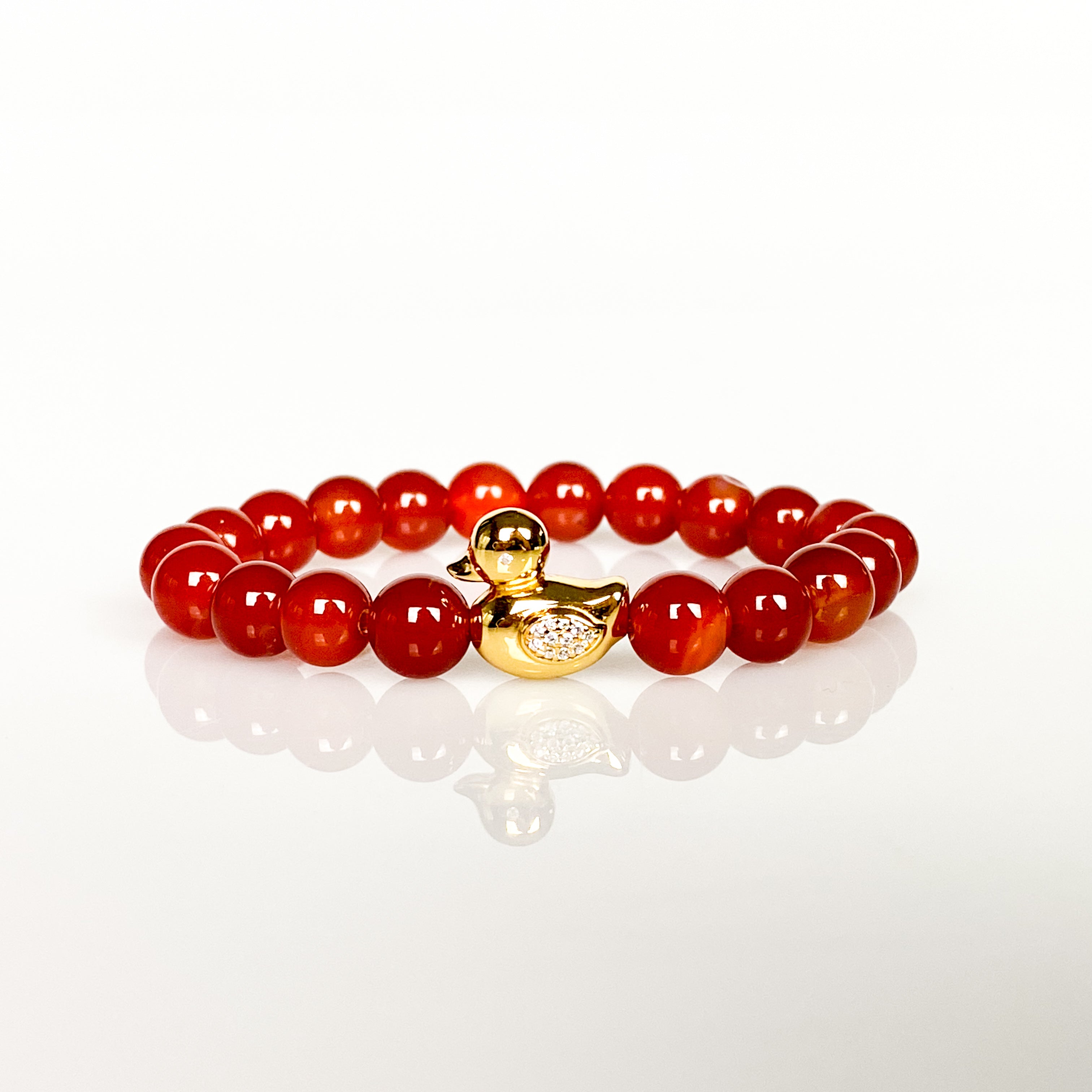 DUCK ON CARNELIAN ELASTIC BRACELET