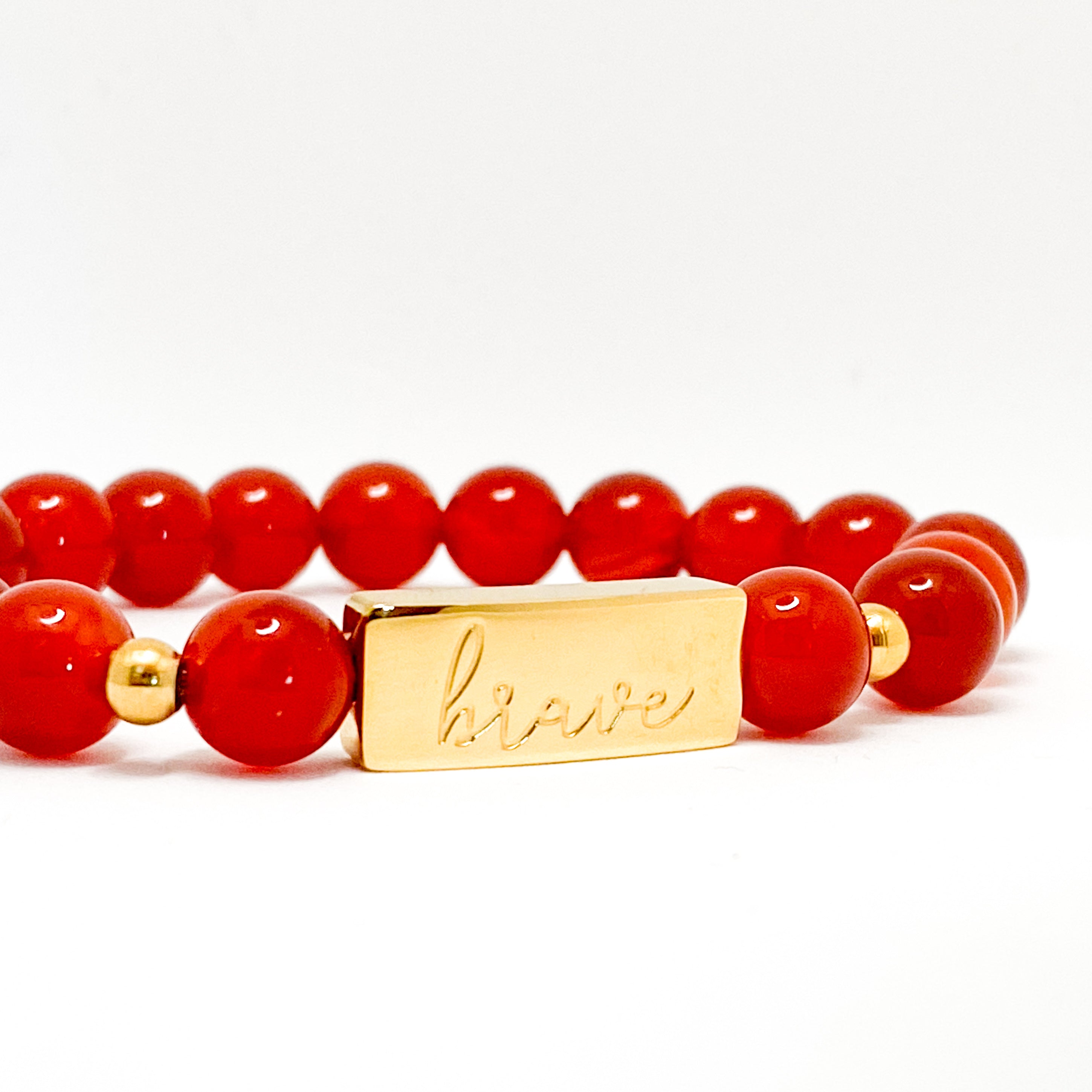 BRAVE ON CARNELIAN ELASTIC BRACELET