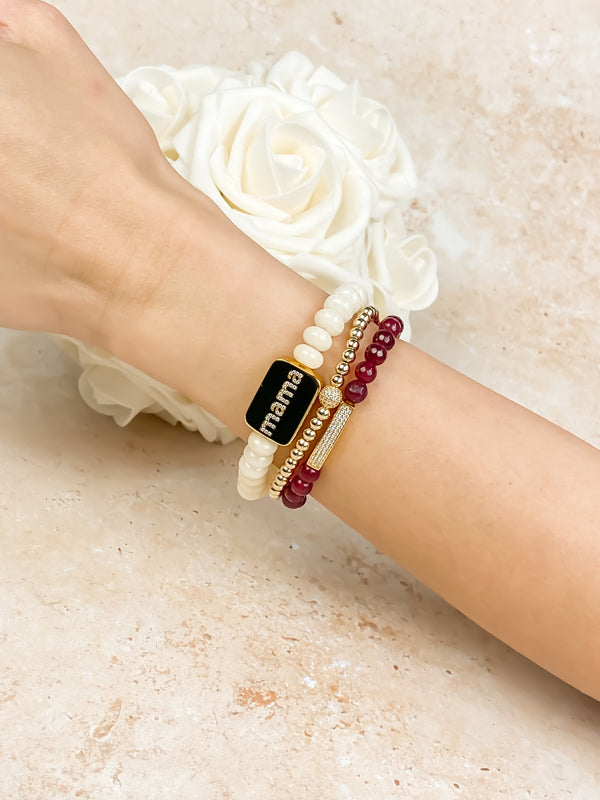 MAMA ON FIRST LADY JADE ELASTIC BRACELET