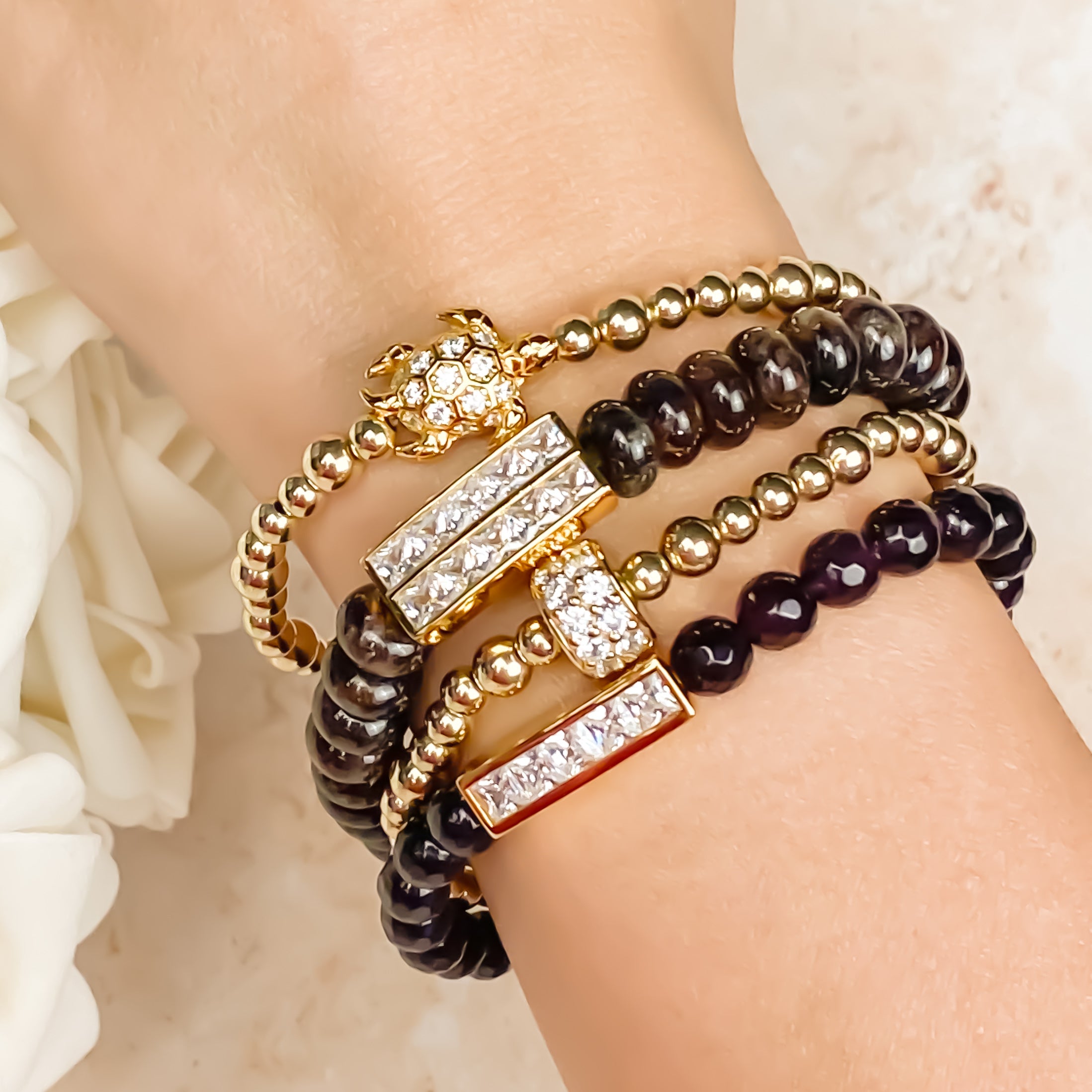 PRINCESS BAR ON ESPRESSO ELASTIC BRACELET