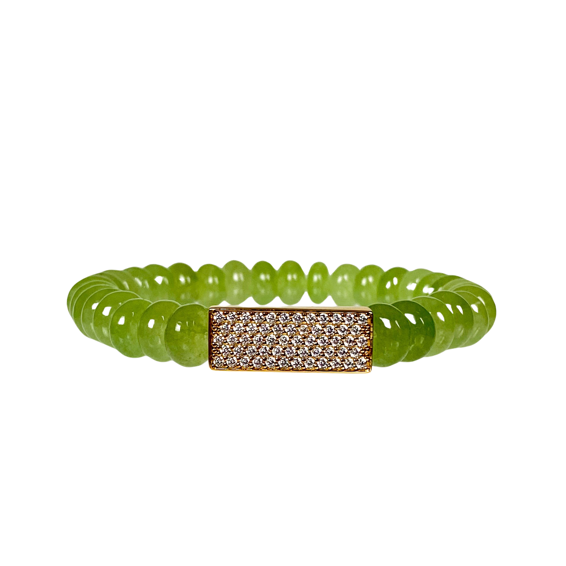 CRYSTAL BAR ON GREEN TEA ELASTIC BRACELET