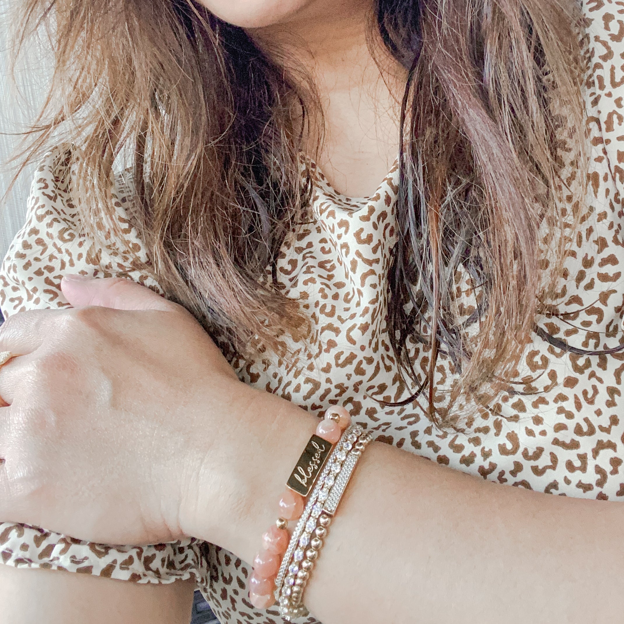 BLESSED ON SUNSTONE ELASTIC BRACELET