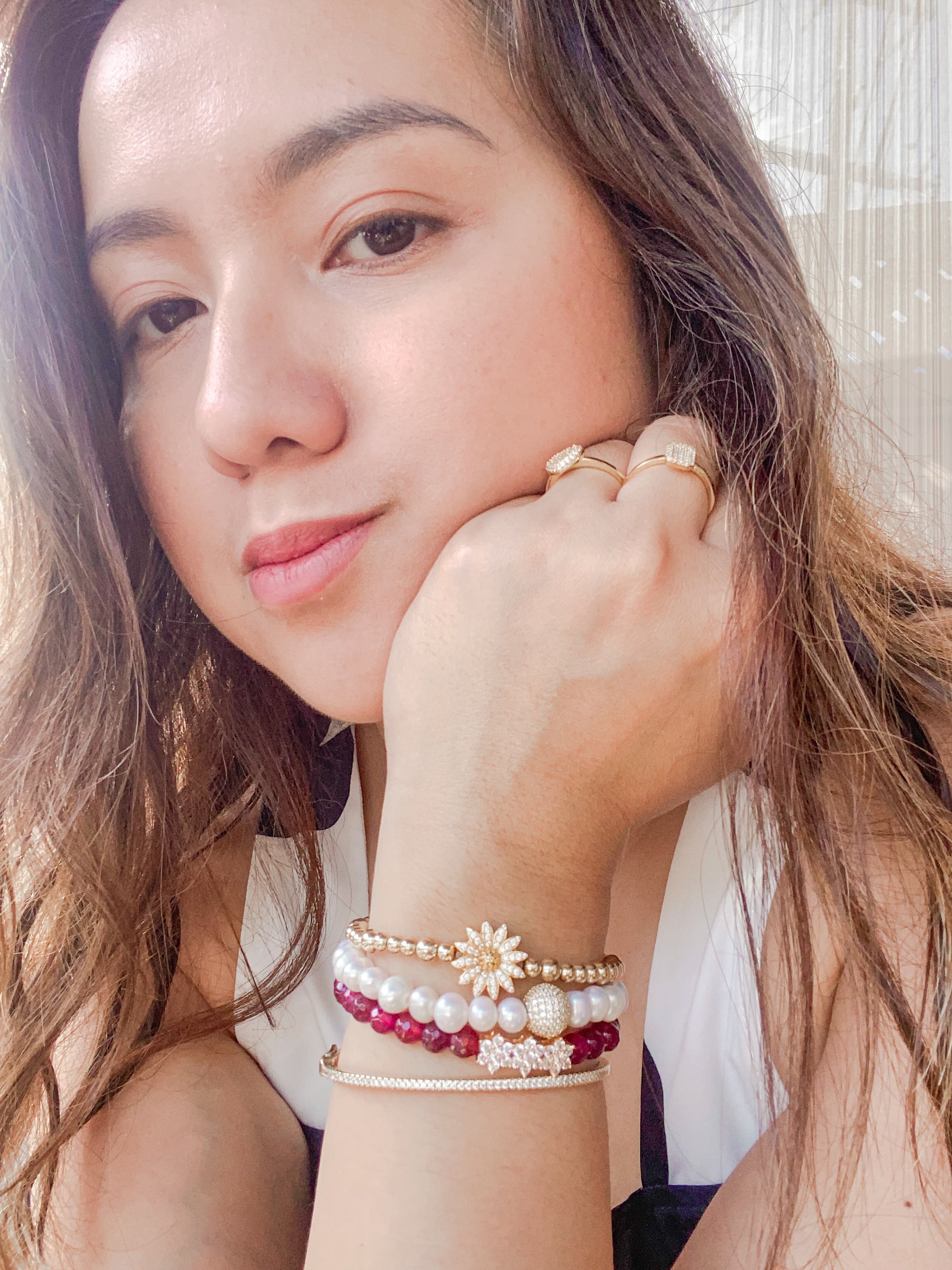 DAIS ON GOLD FILLED BEADS ELASTIC BRACELET