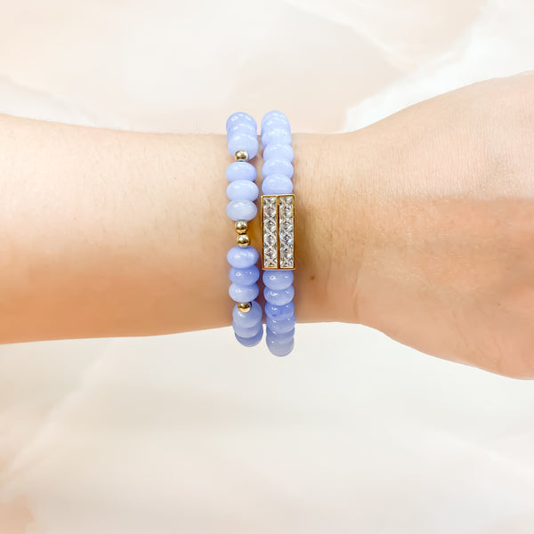 PRINCESS BAR ON PERIWINKLE JADE ELASTIC BRACELET