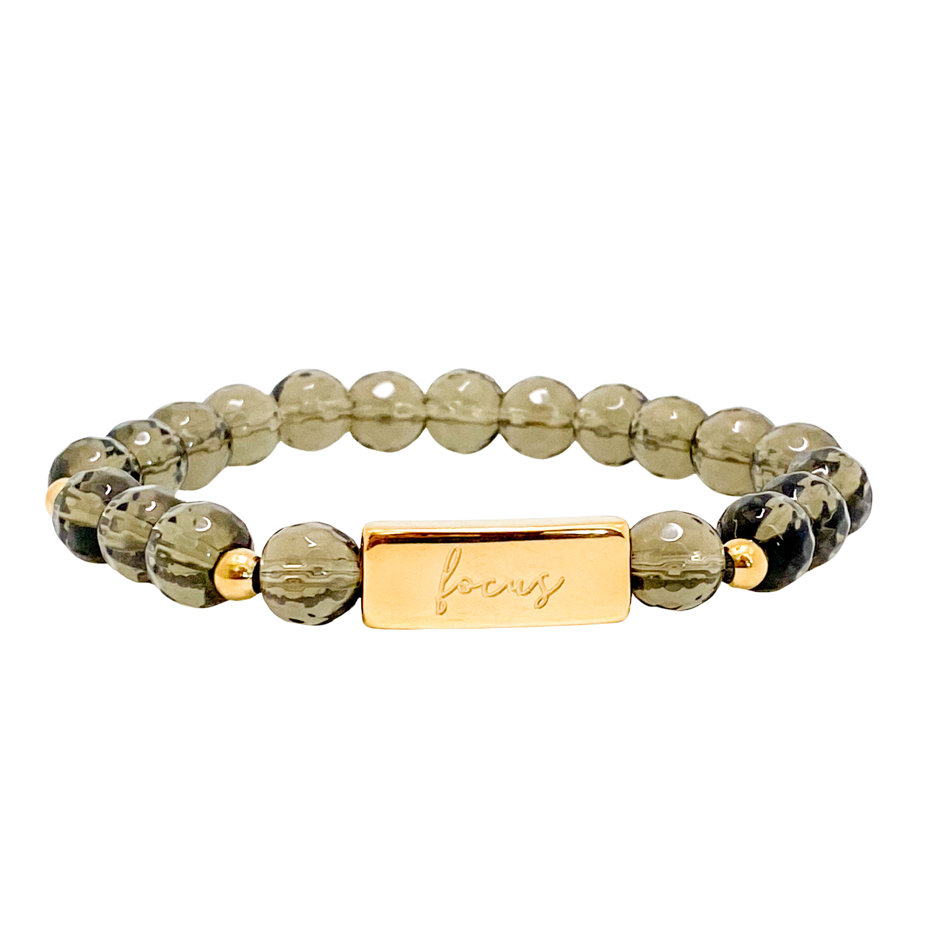 FOCUS ON SMOKY QUARTZ ELASTIC BRACELET