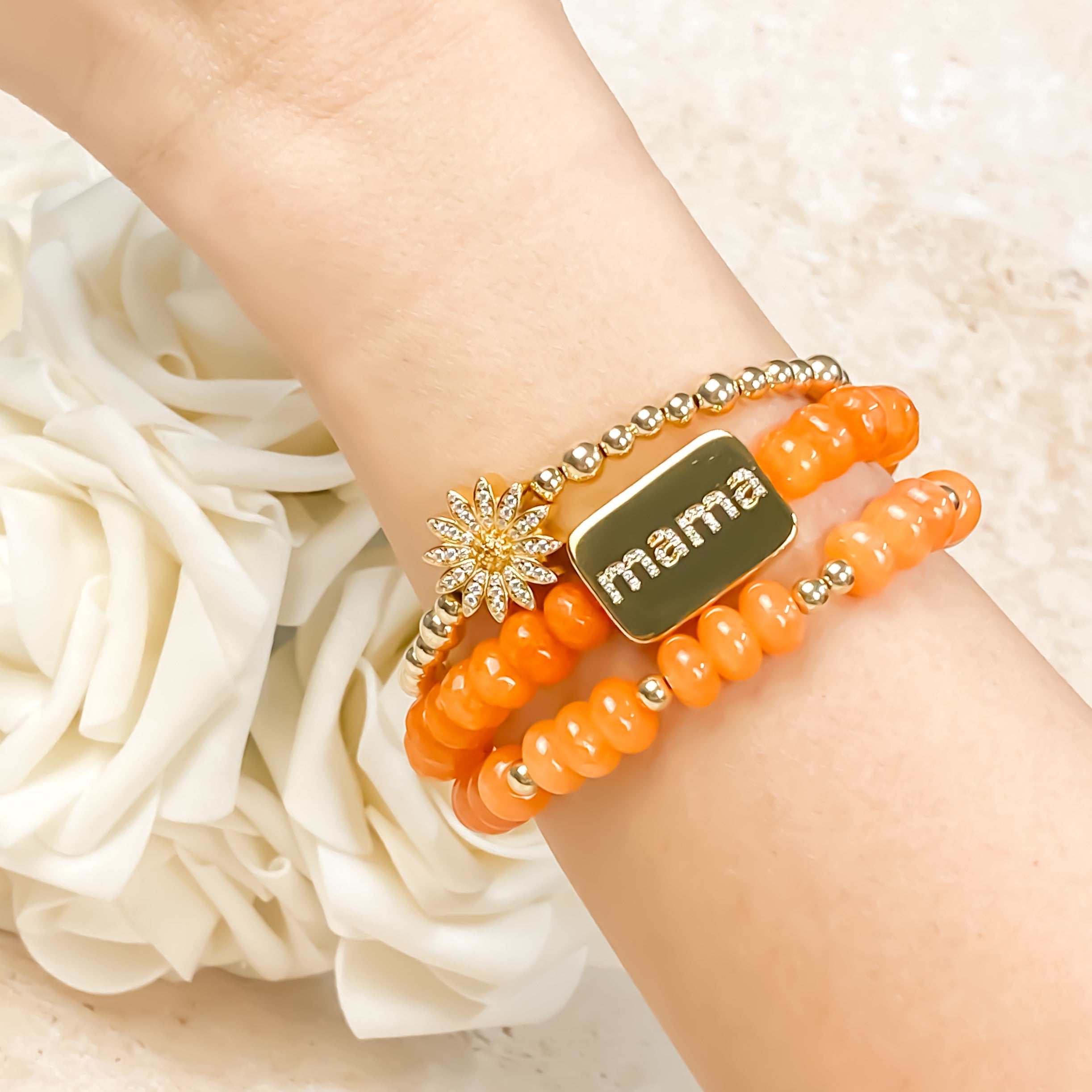 MAMA ON GOLDEN POPPY ELASTIC BRACELET