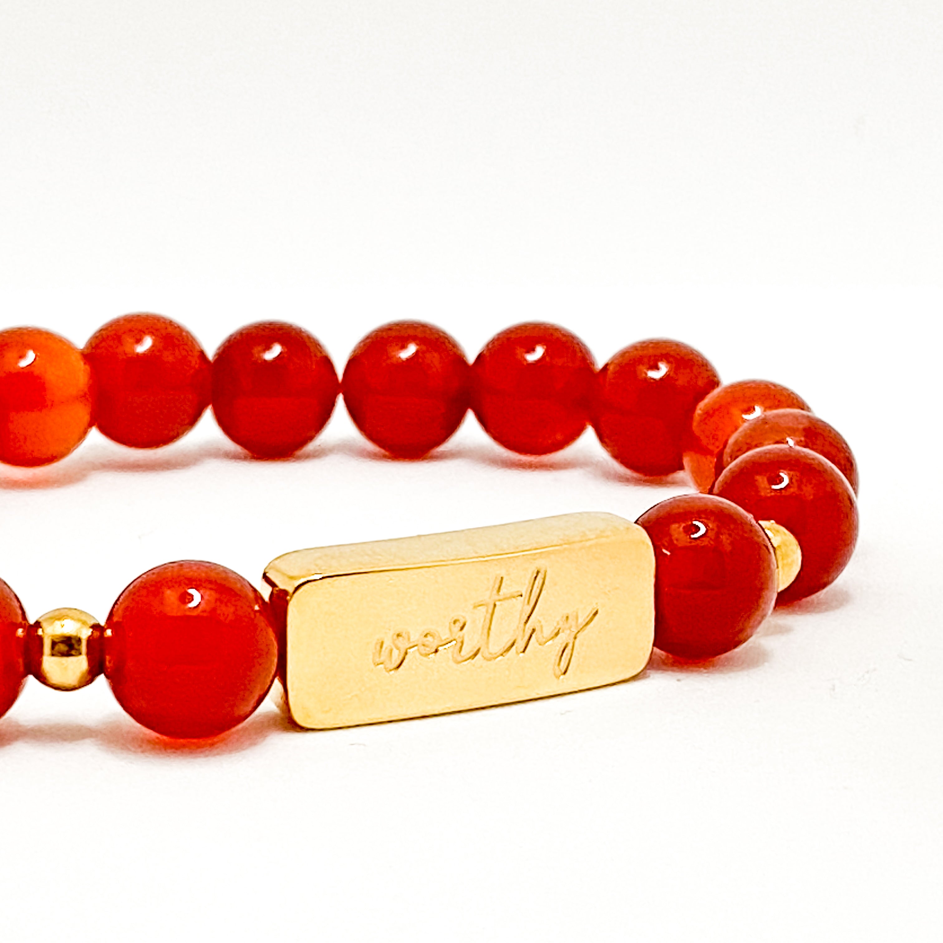 WORTHY ON CARNELIAN ELASTIC BRACELET