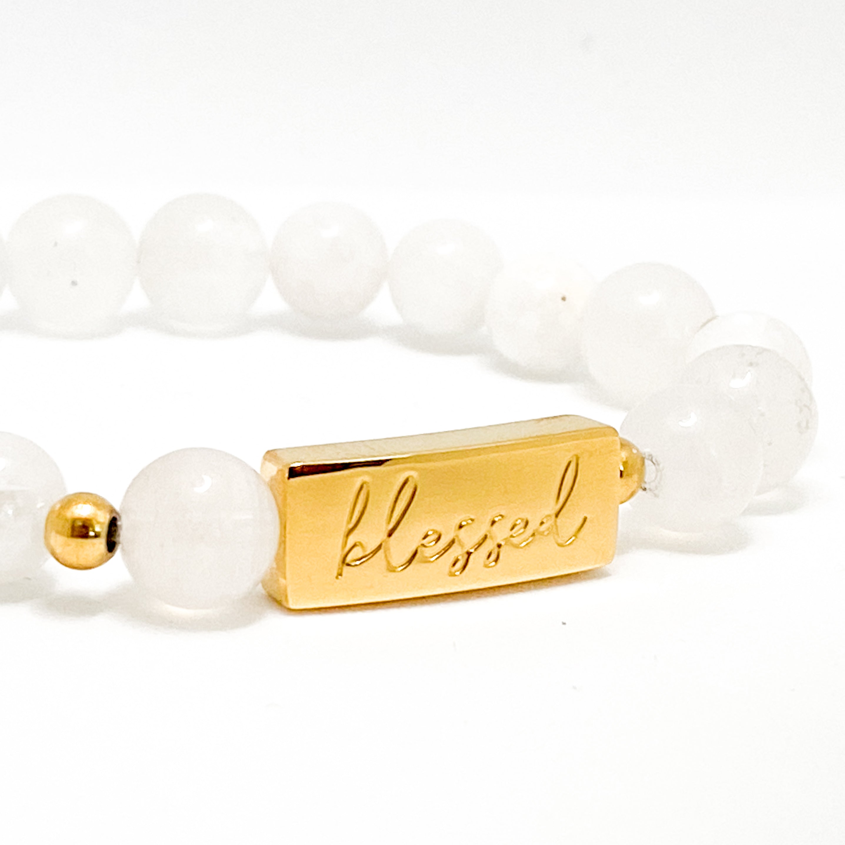 BLESSED ON MOONSTONE ELASTIC BRACELET
