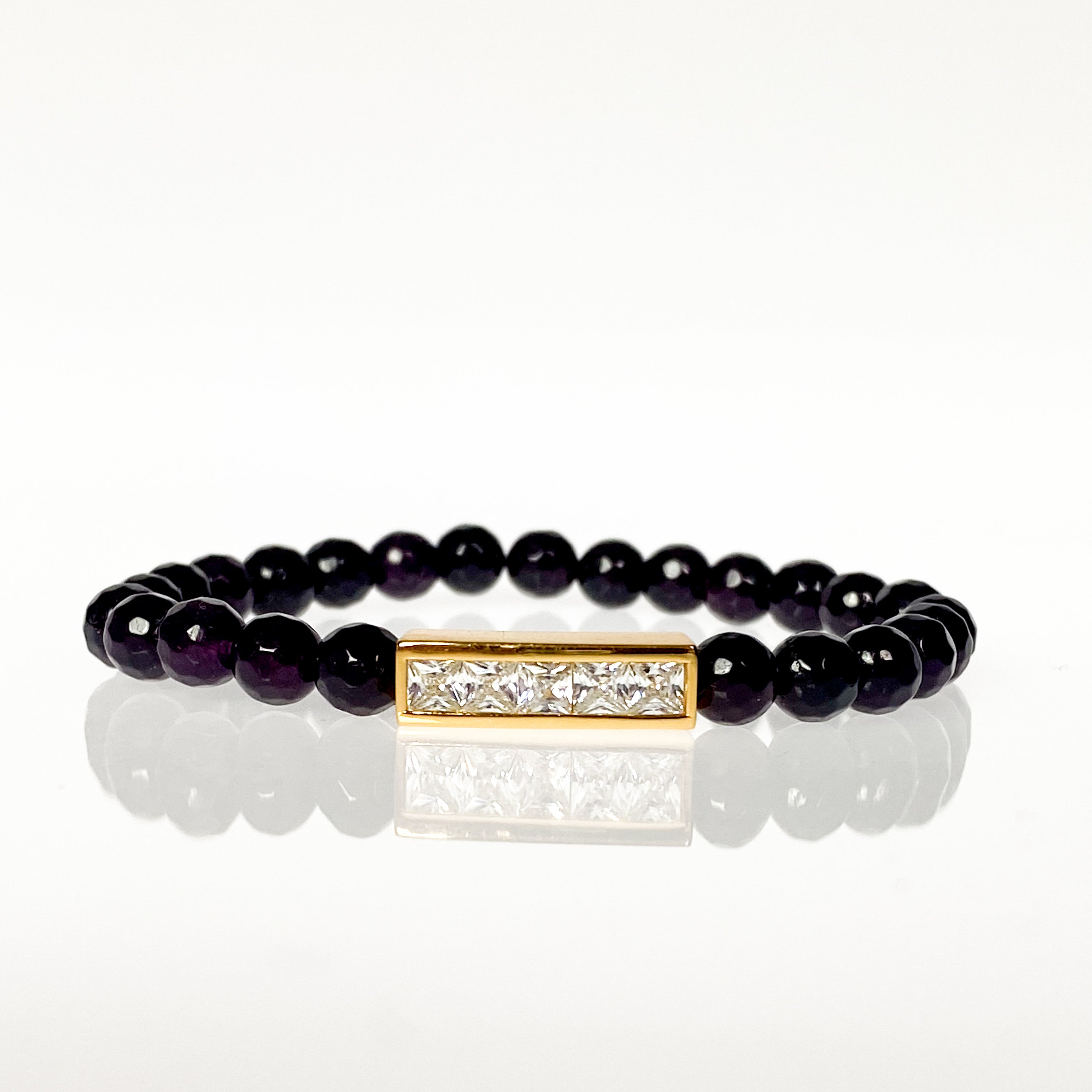 MINI PRINCESS BAR ON AUBERGINE ELASTIC BRACELET