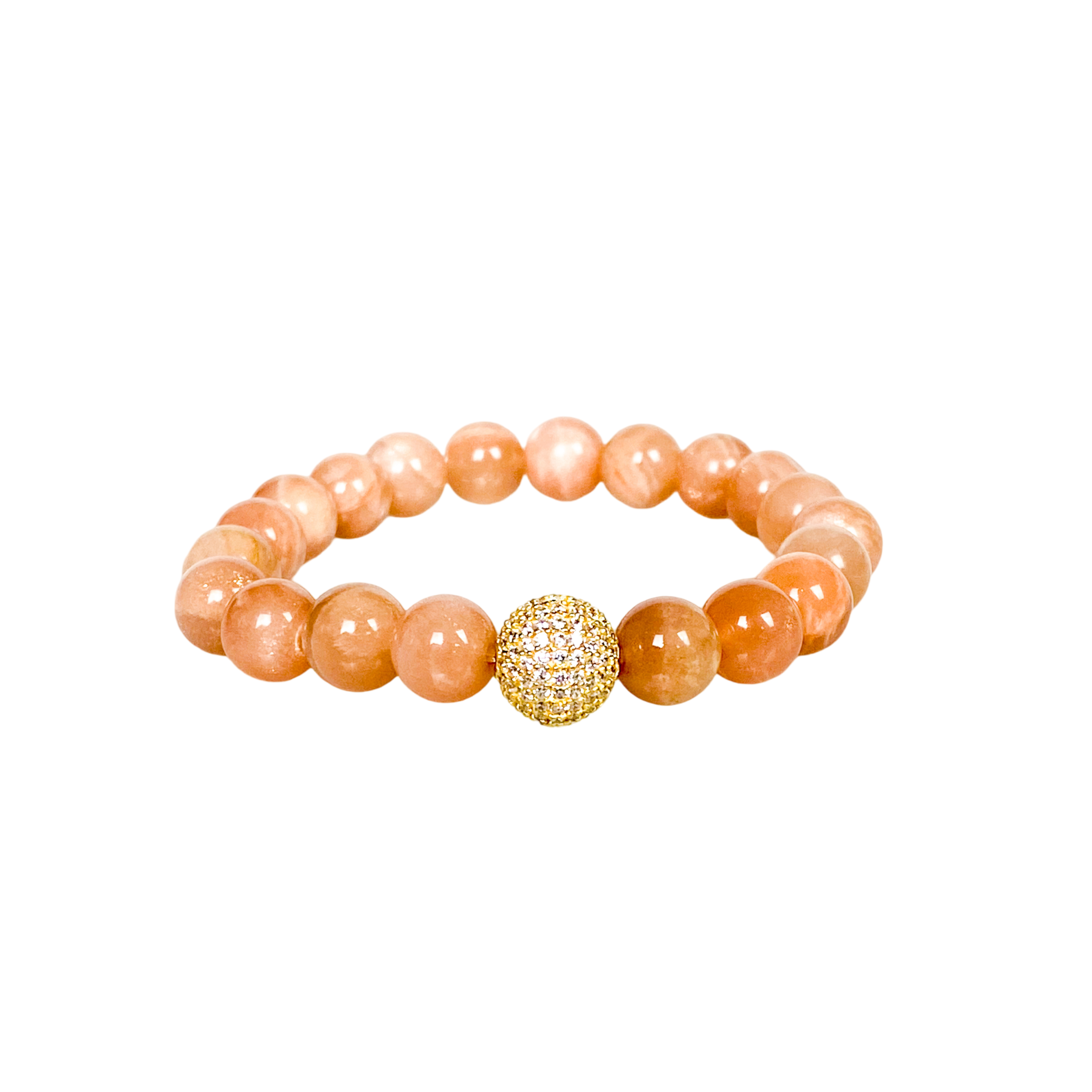 CRSYTAL BALL ON SUNSTONE ELASTIC BRACELET
