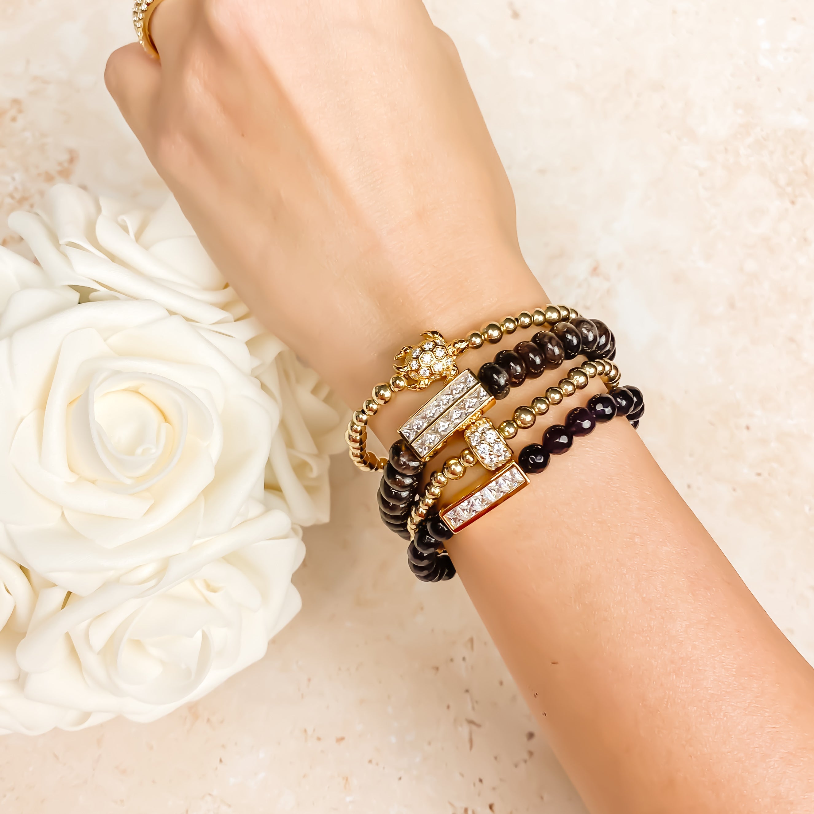 PRINCESS BAR ON ESPRESSO ELASTIC BRACELET