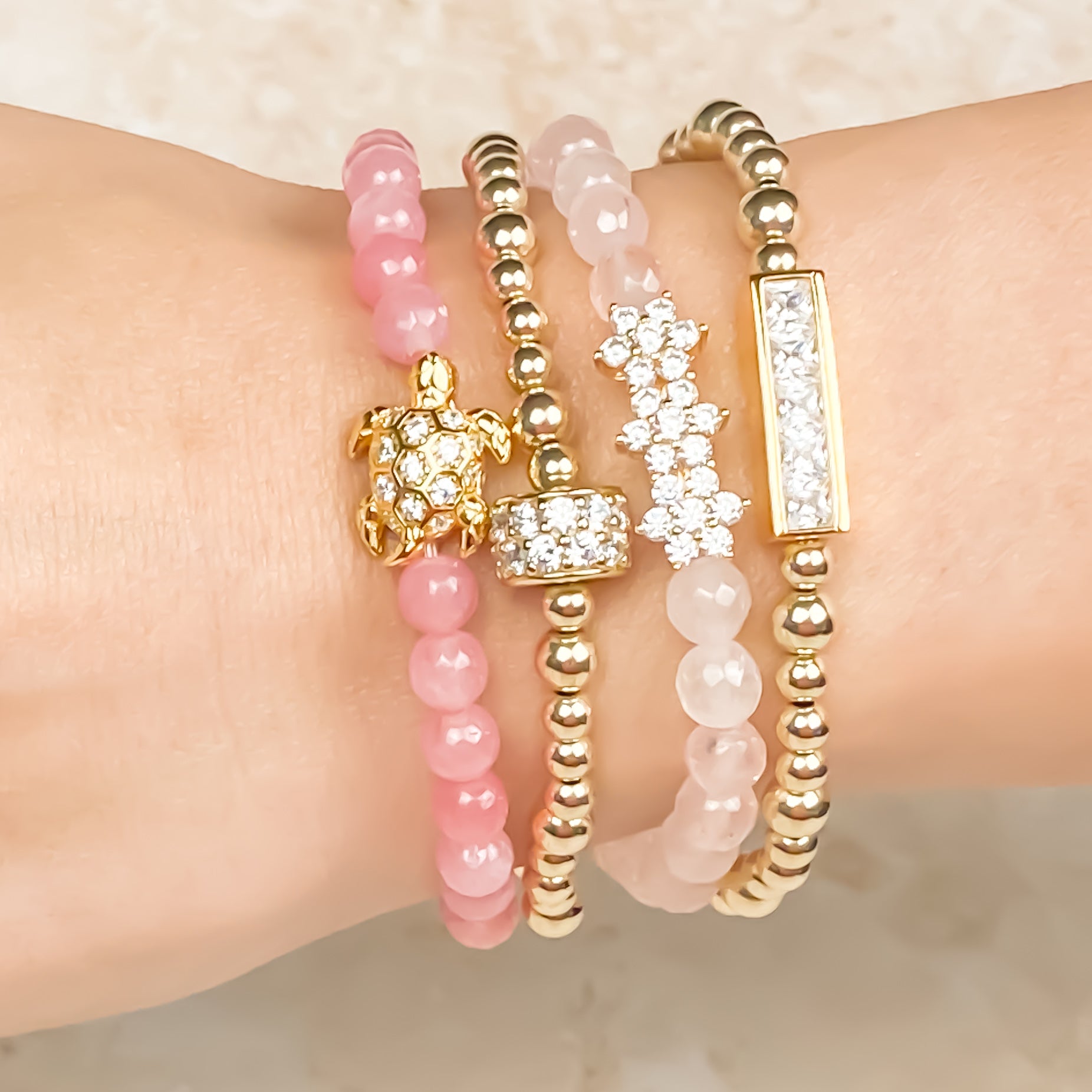 ROSITAS ON ROSE JADE ELASTIC BRACELET