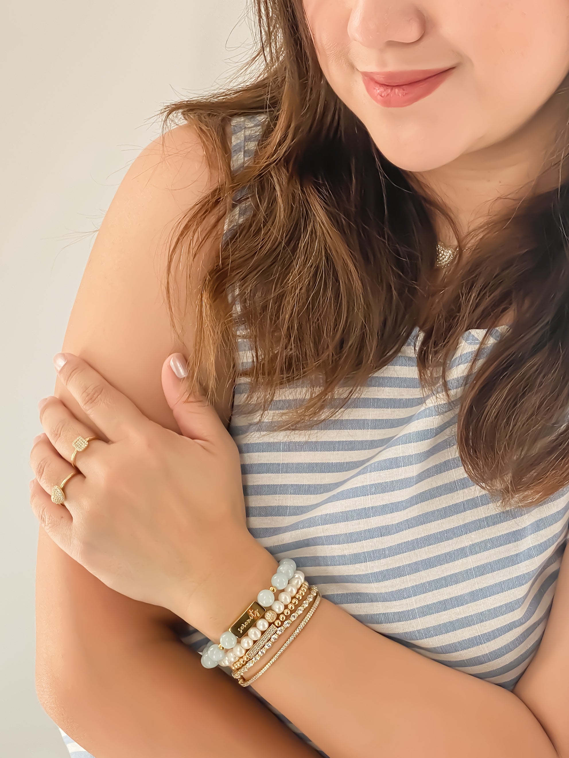 SERENITY ON AQUAMARINE ELASTIC BRACELET