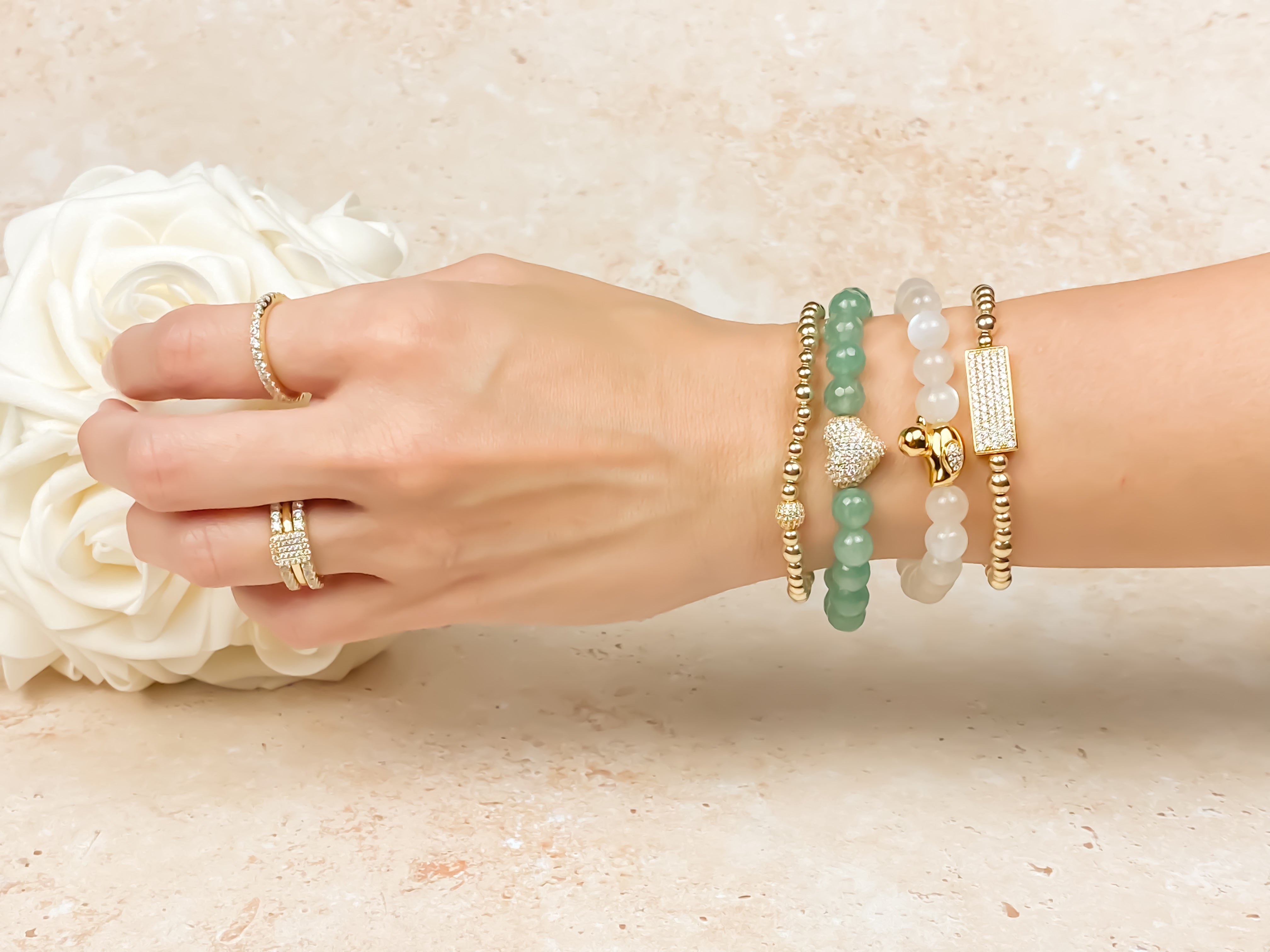 DUCK ON MOONSTONE ELASTIC BRACELET