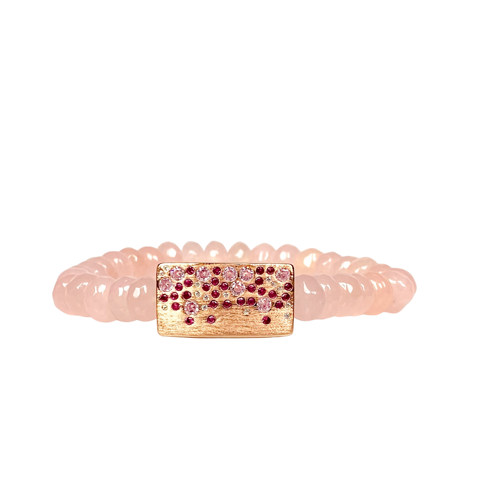 GYPSY BAR ON ROSE JADE ELASTIC BRACELET