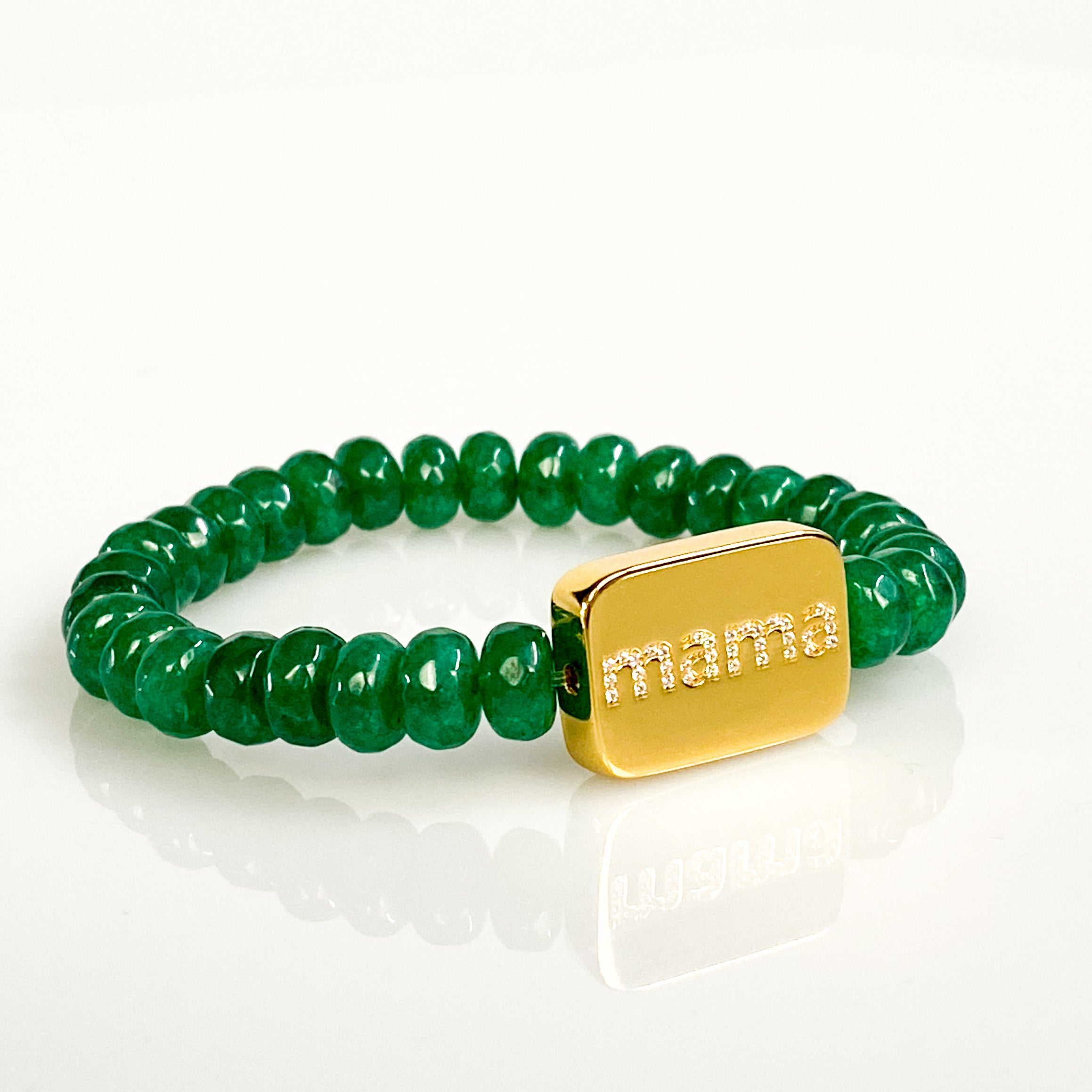 MAMA ON EMERALD GREEN ELASTIC BRACELET