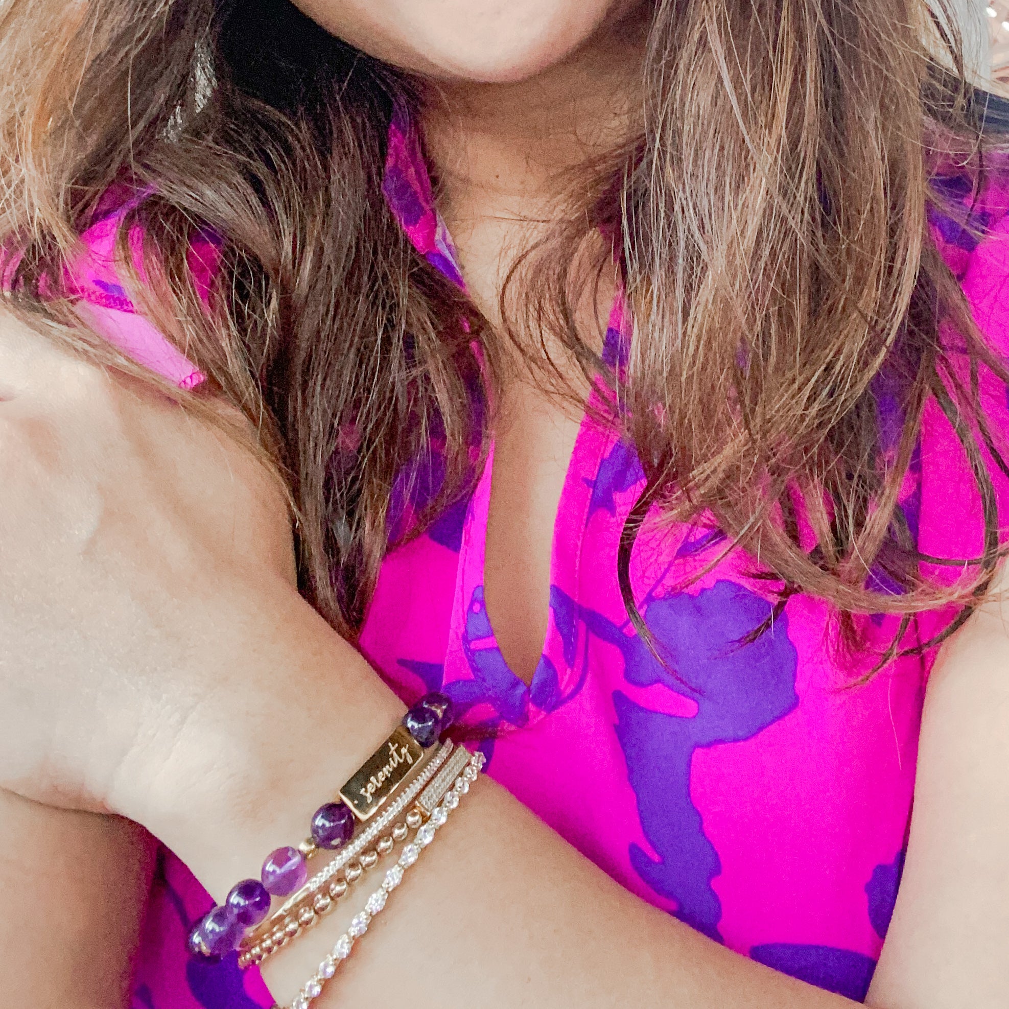 SERENITY ON AMETHYST ELASTIC BRACELET