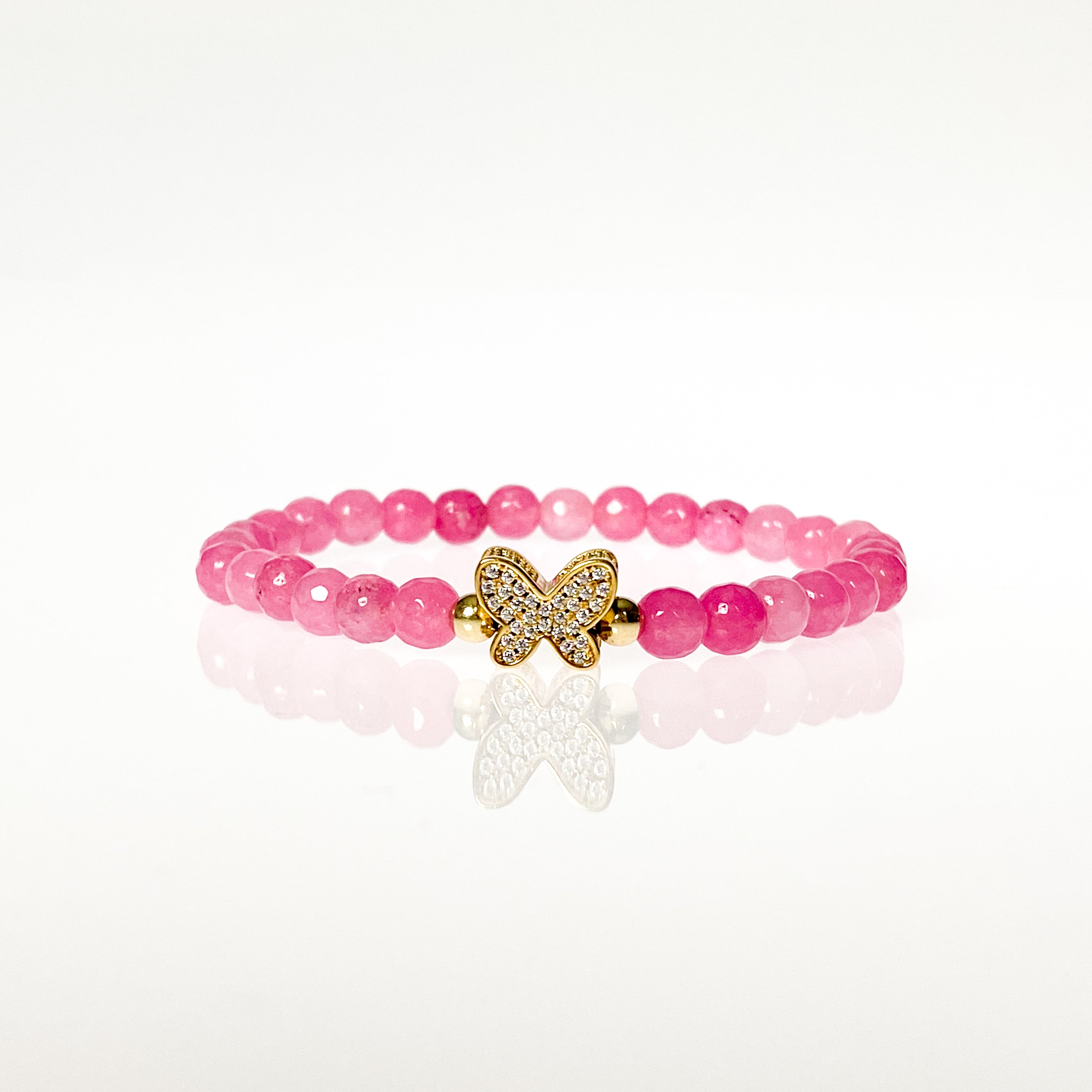 BUTTERFLY ON PINK LEMONADE ELASTIC BRACELET