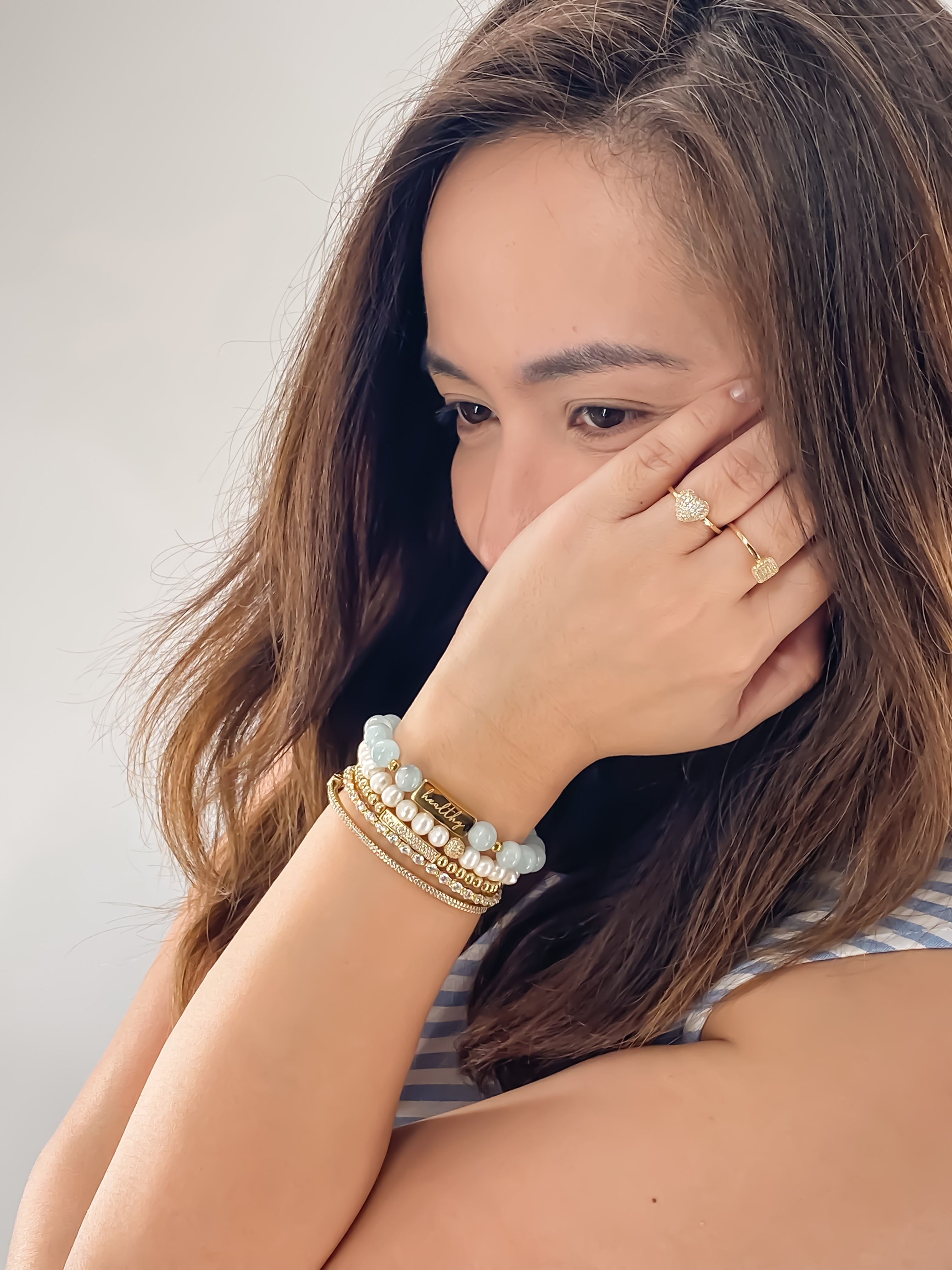 HEALTHY ON AQUAMARINE ELASTIC BRACELET