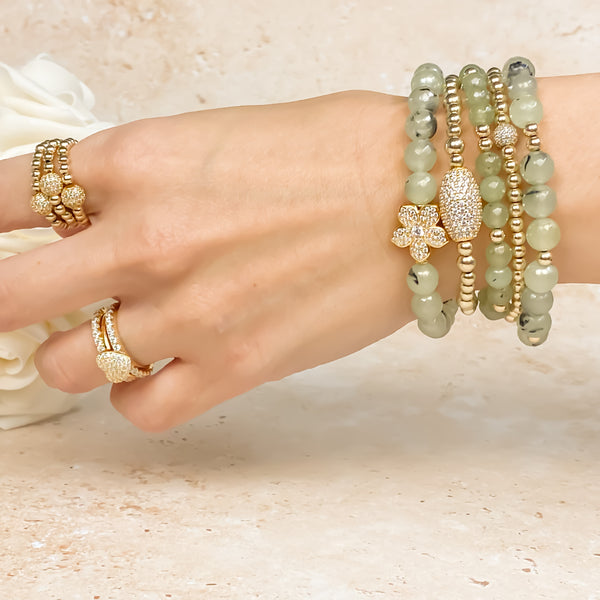 BARREL ON GOLD FILLED BEADS ELASTIC BRACELET