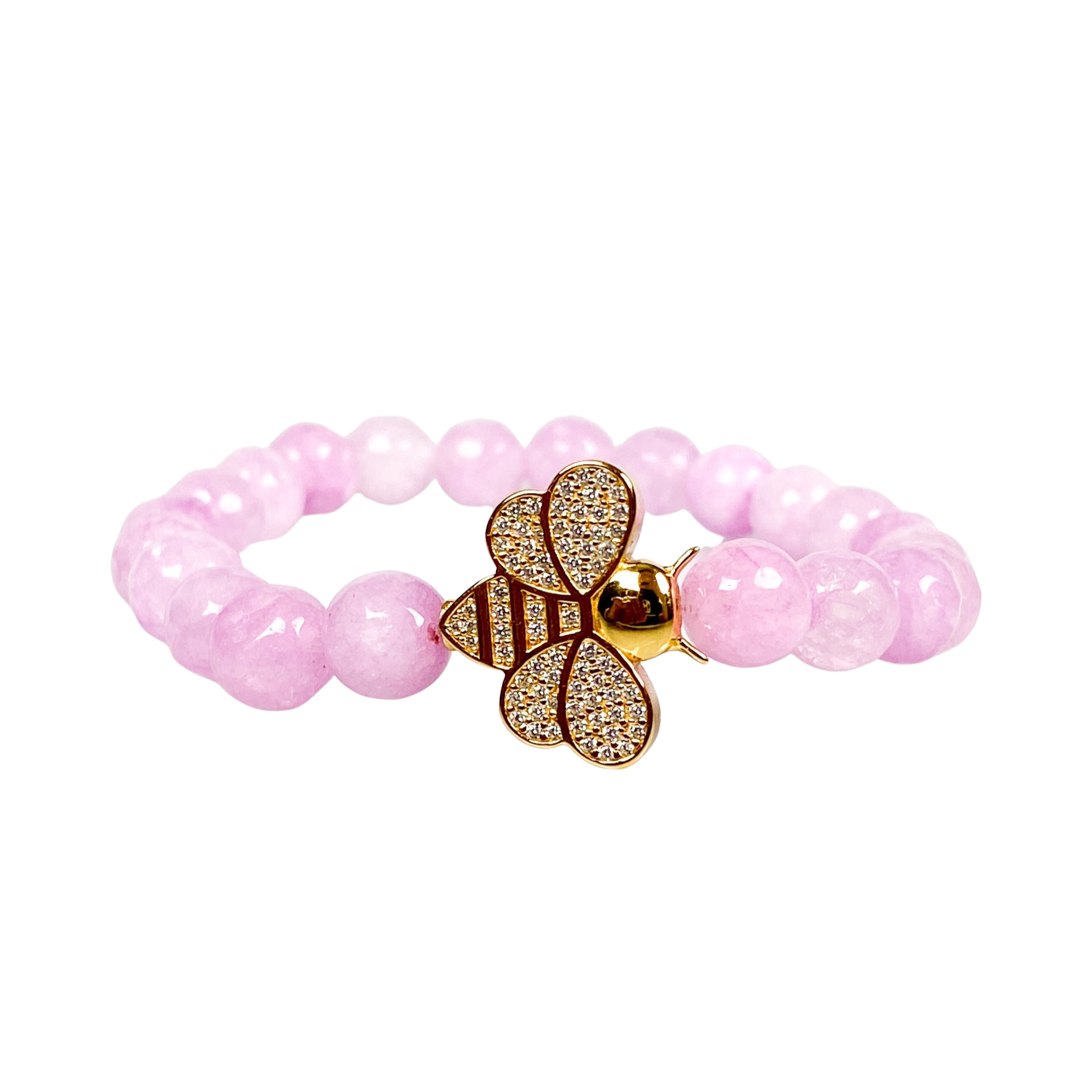 BEE ON LAVENDER JADE ELASTIC BRACELET