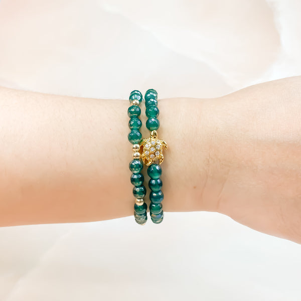 TURTLE ON EDEN JADE ELASTIC BRACELET