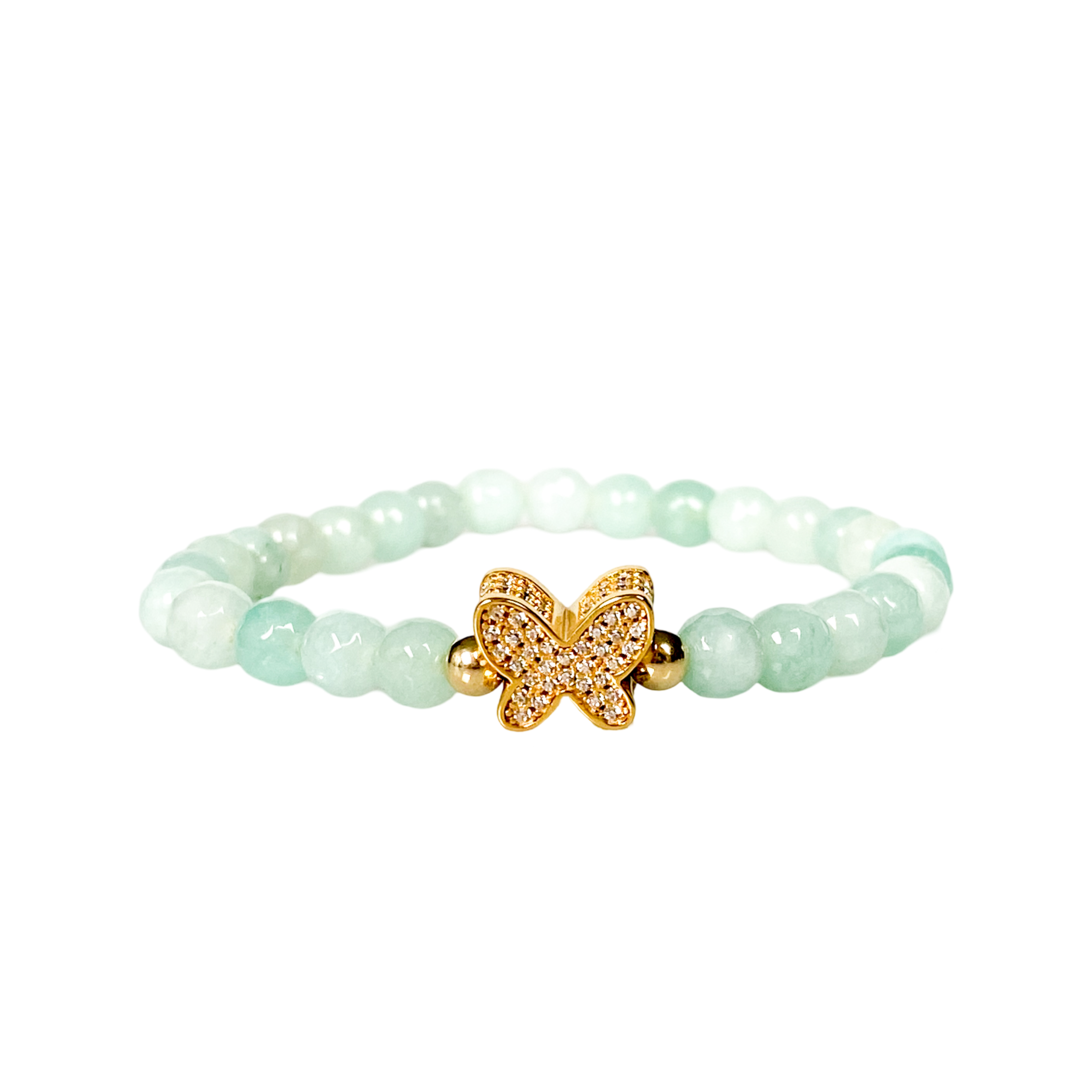 BUTTERFLY ON BEACH GLASS ELASTIC BRACELET