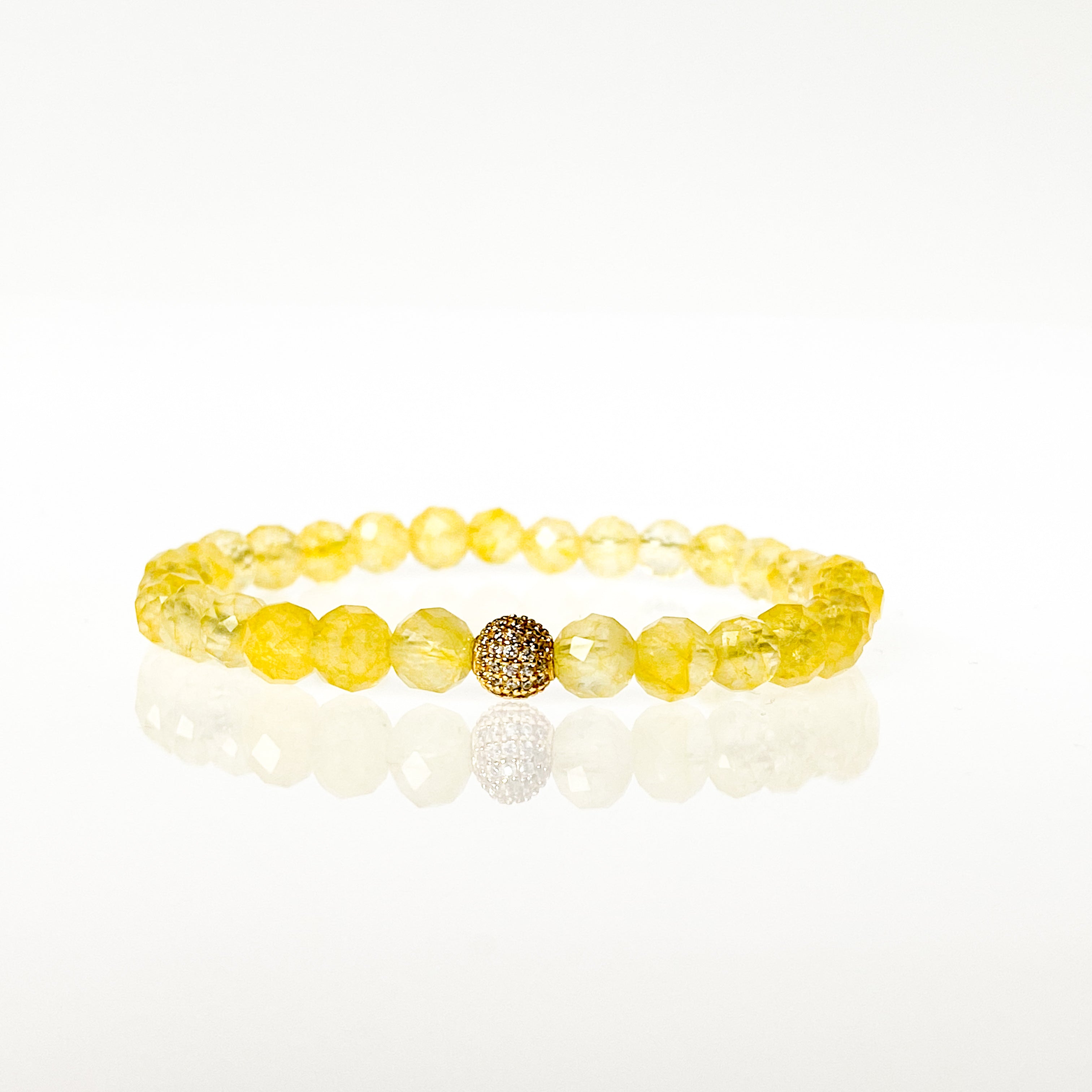 MINI CRYSTAL BALL ON CITRINE ELASTIC BRACELET