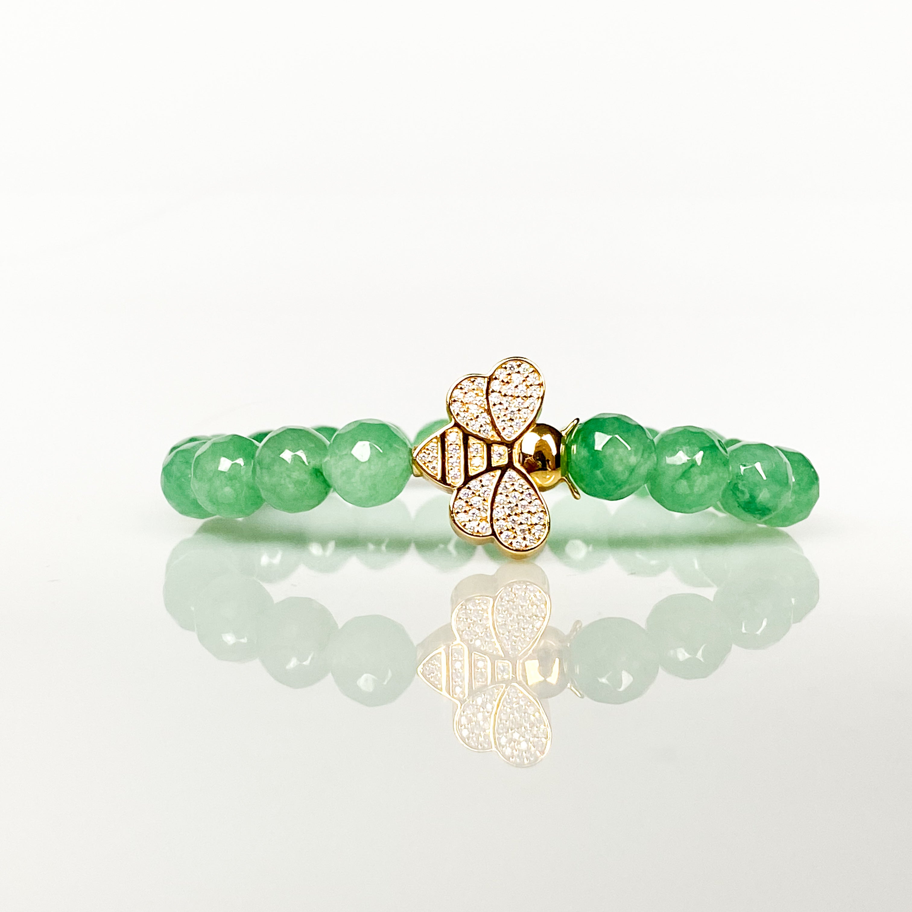 BEE ON GREEN AVENTURINE ELASTIC BRACELET