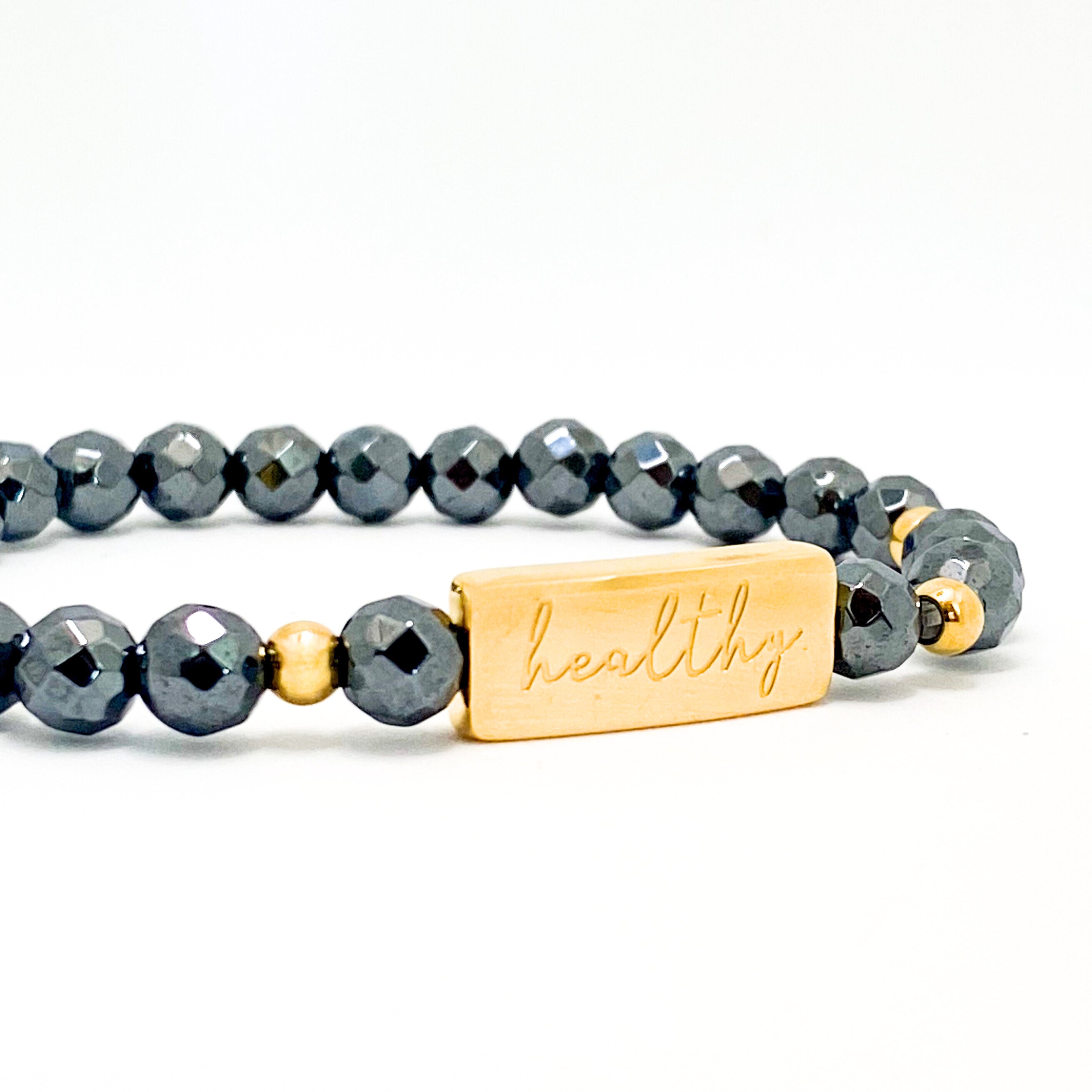 HEALTHY ON HEMATITE ELASTIC BRACELET