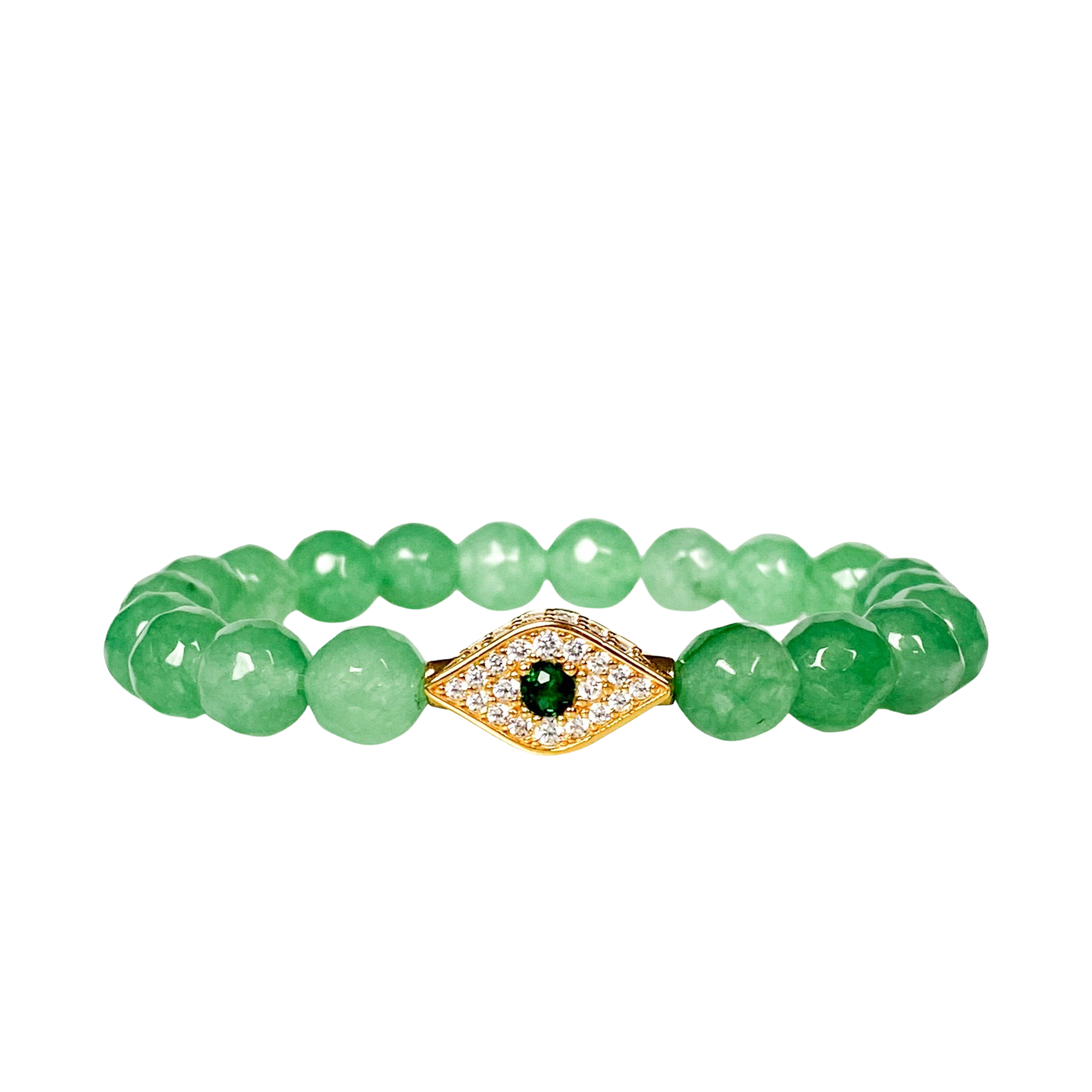 EVIL EYE ON GREEN AVENTURINE ELASTIC BRACELET