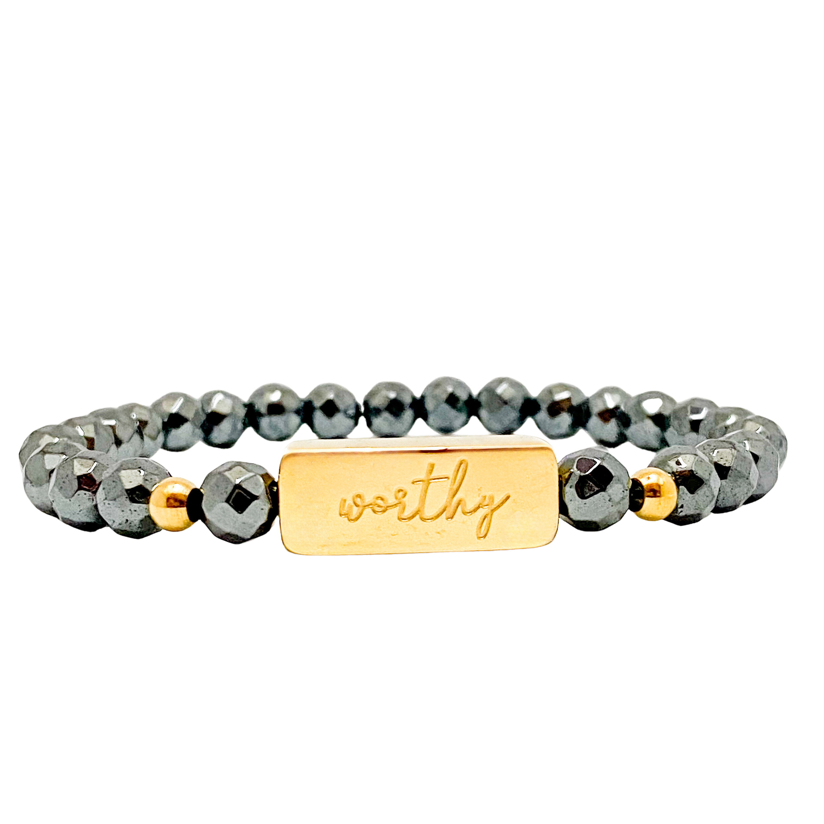 WORTHY ON HEAMTITE ELASTIC BRACELET