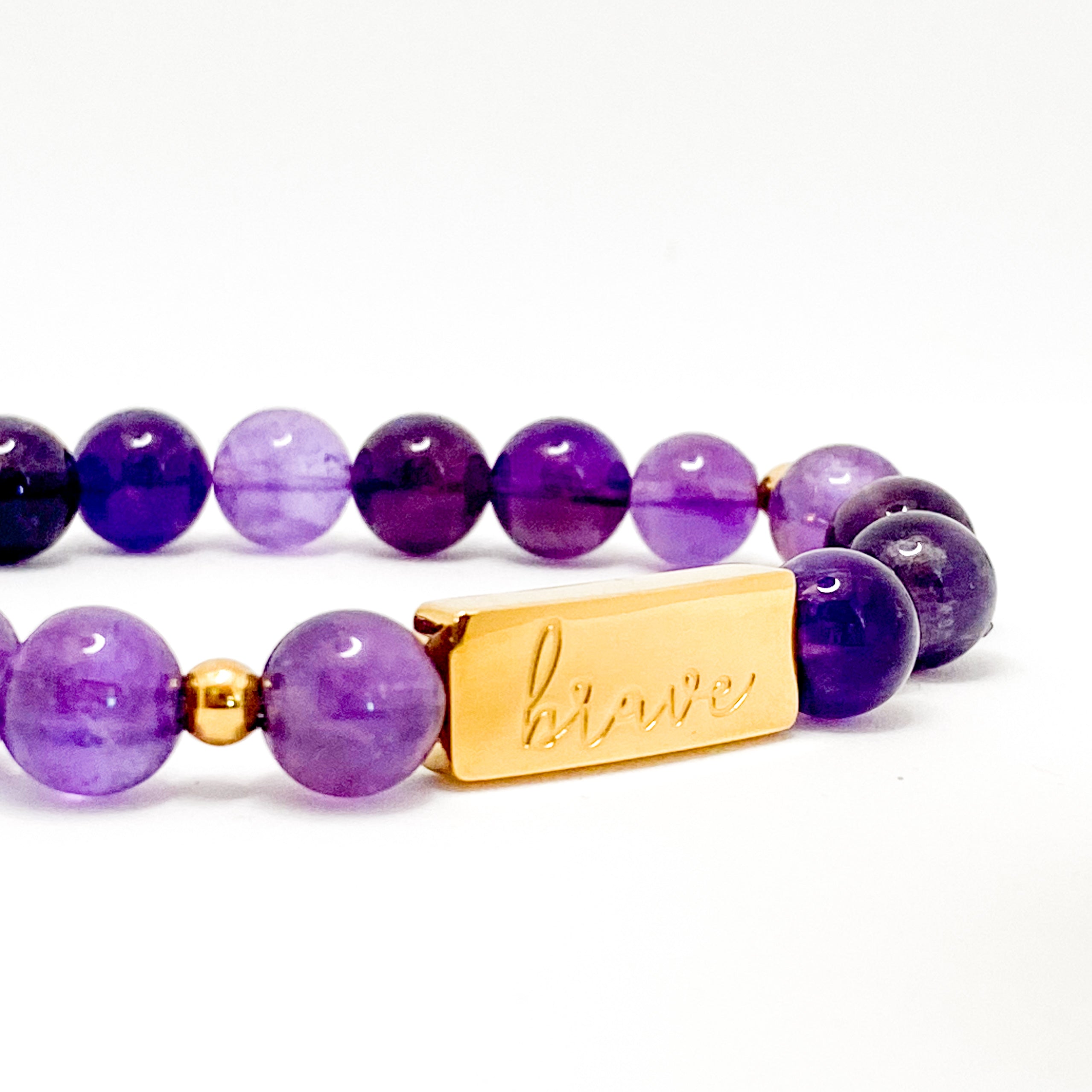 BRAVE ON AMETHYST ELASTIC BRACELET