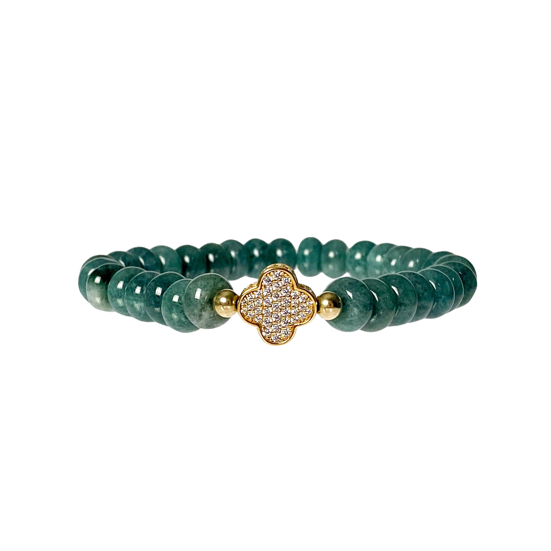 CLOVER ON LAUREL GREEN ELASTIC BRACELET