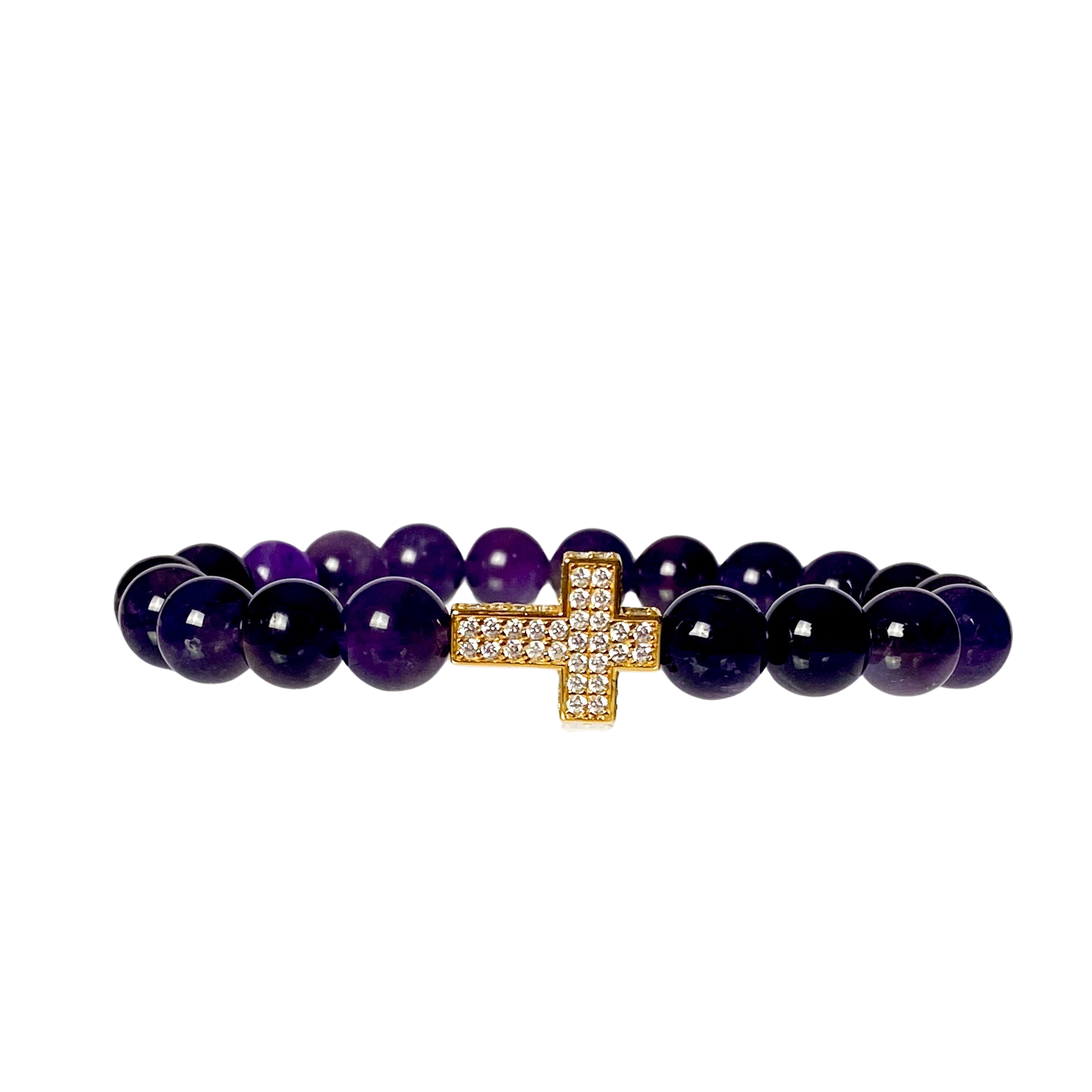 CROSS ON AMETHYST ELASTIC BRACELET