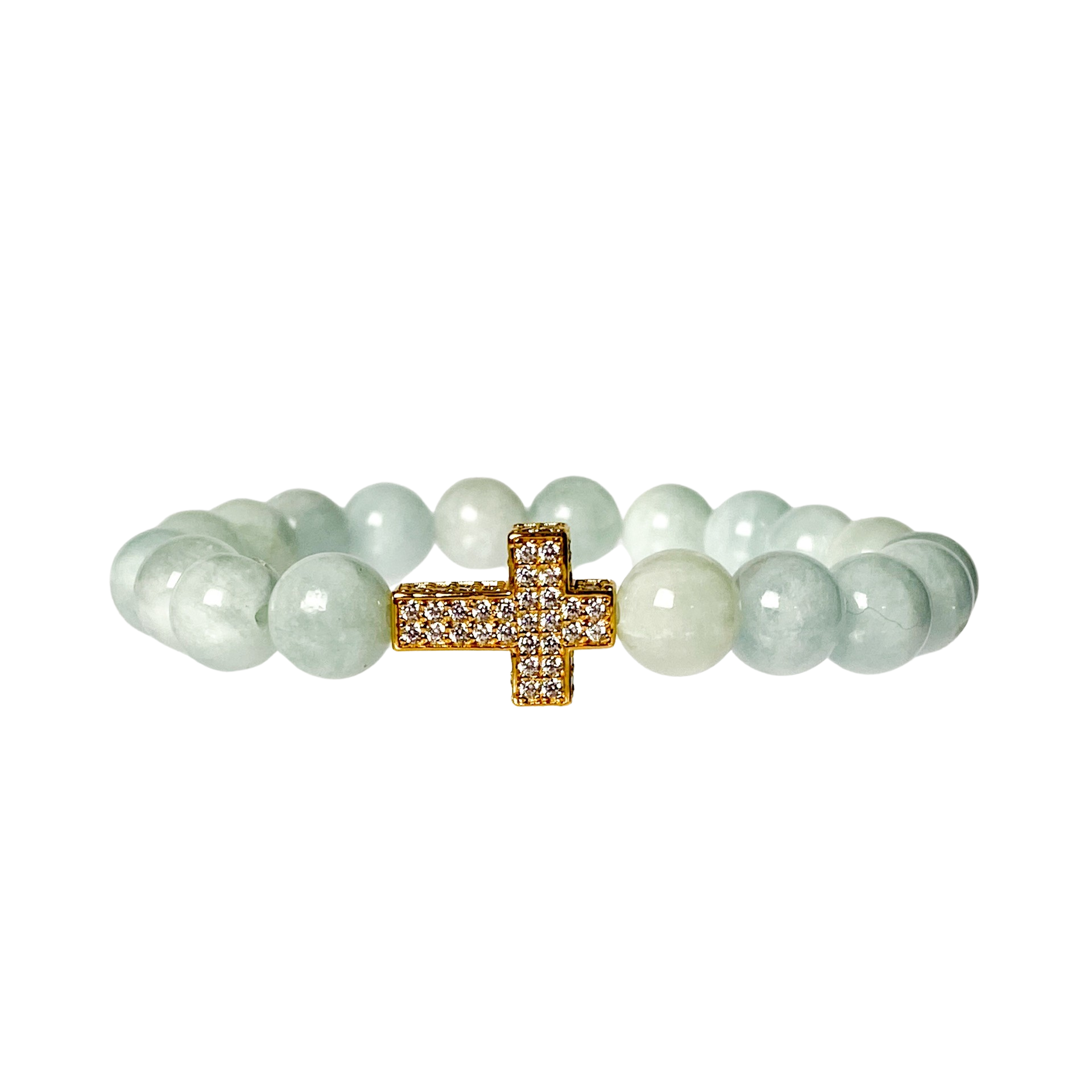 CROSS ON AQUAMARINE ELASTIC BRACELET