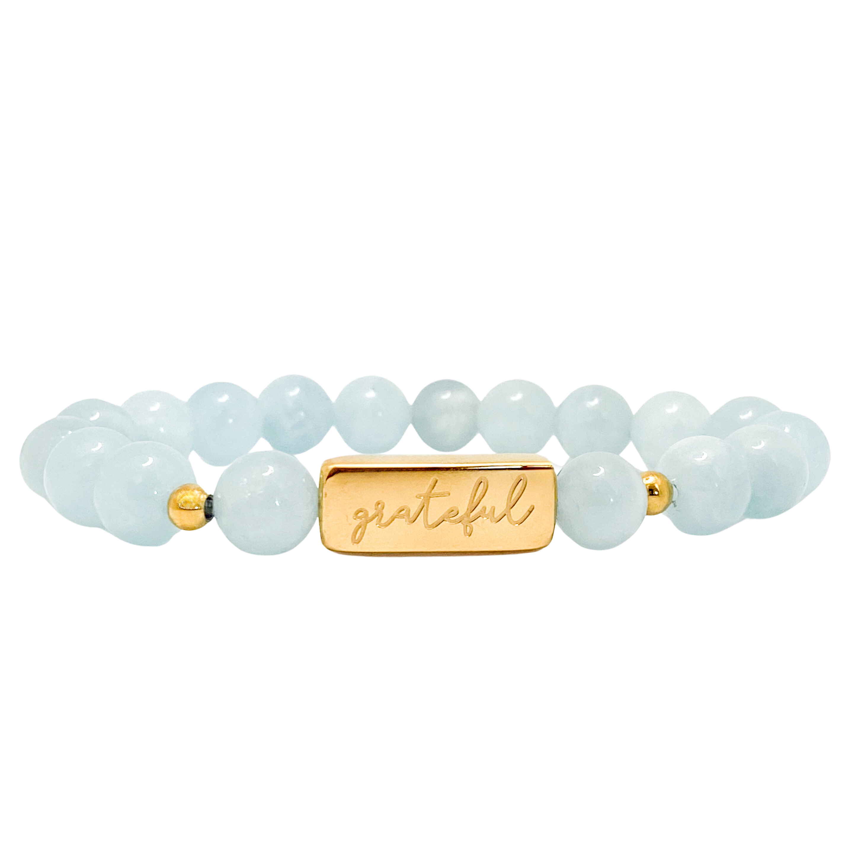 GRATEFUL ON AQUAMARINE ELASTIC BRACELET