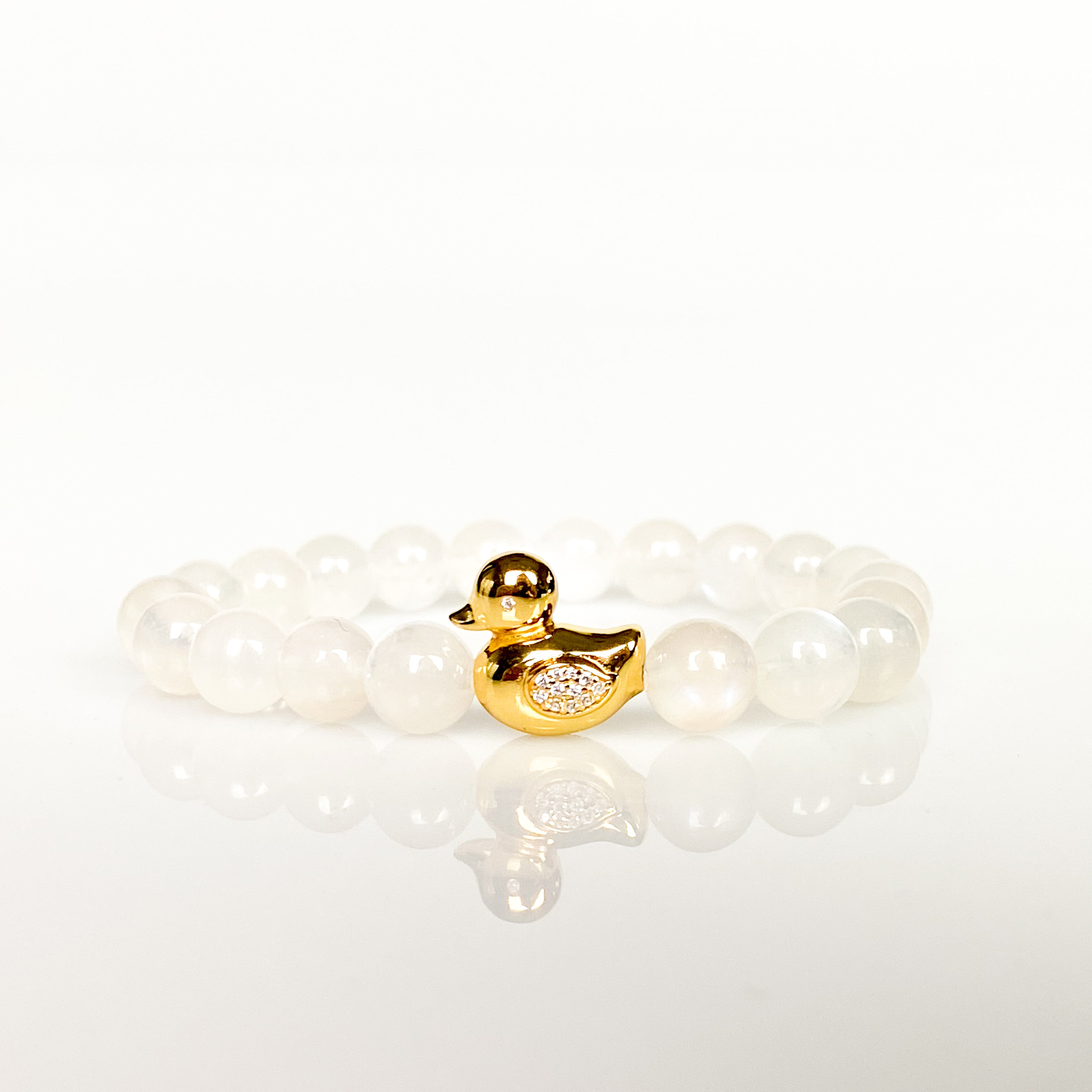 DUCK ON MOONSTONE ELASTIC BRACELET