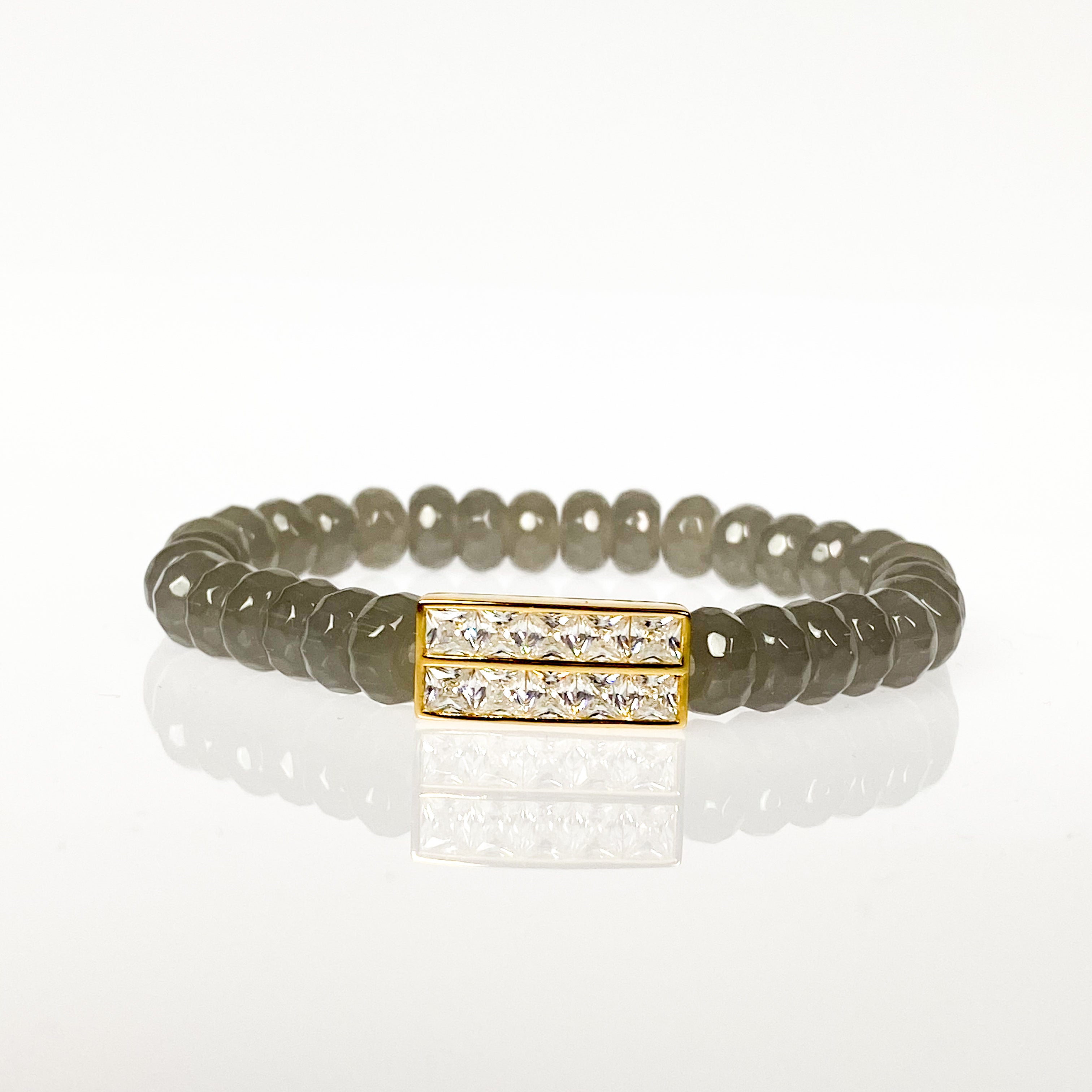 PRINCESS BAR ON STONE GRAY ELASTIC BRACELET