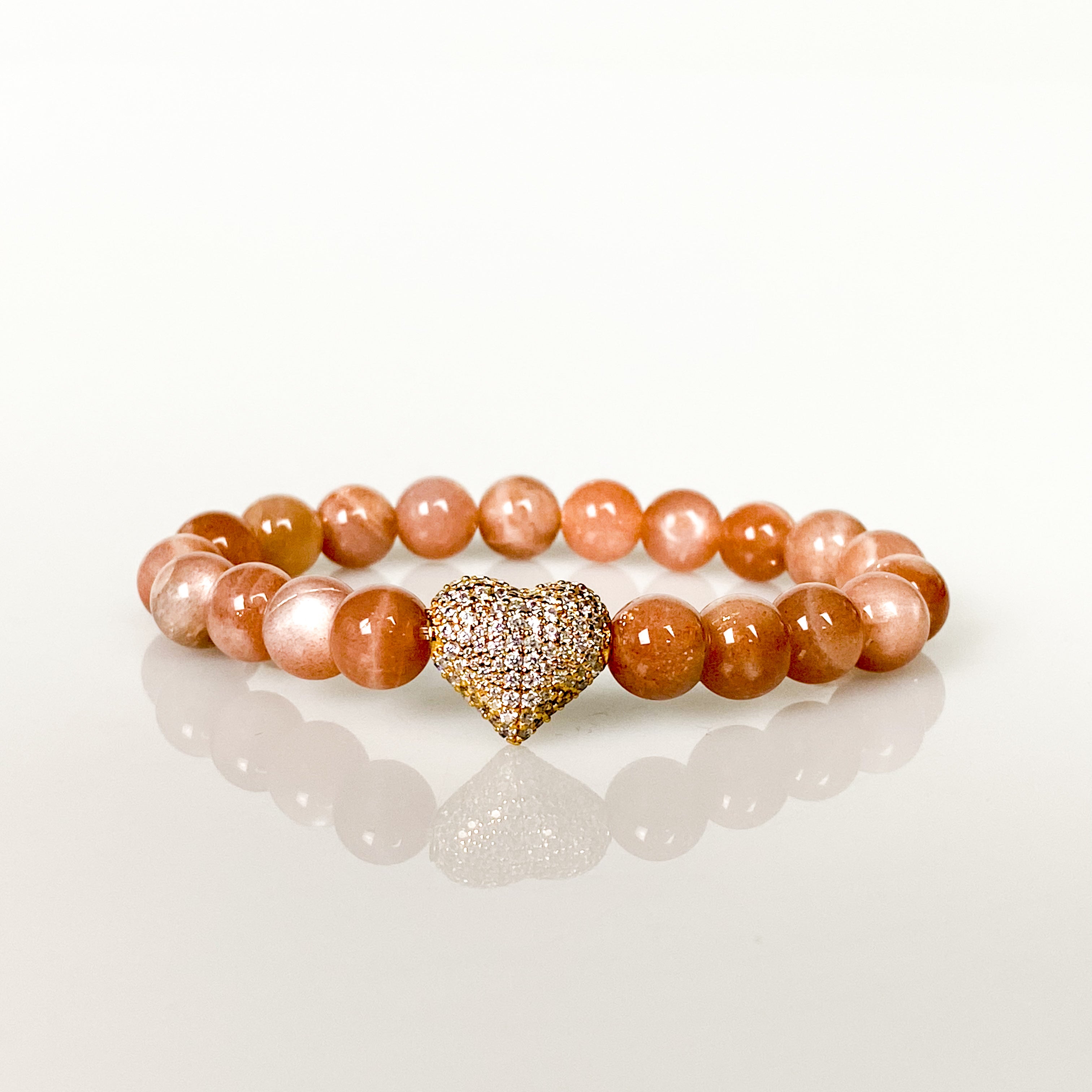 BIG HEART ON SUNSTONE ELASTIC BRACELET