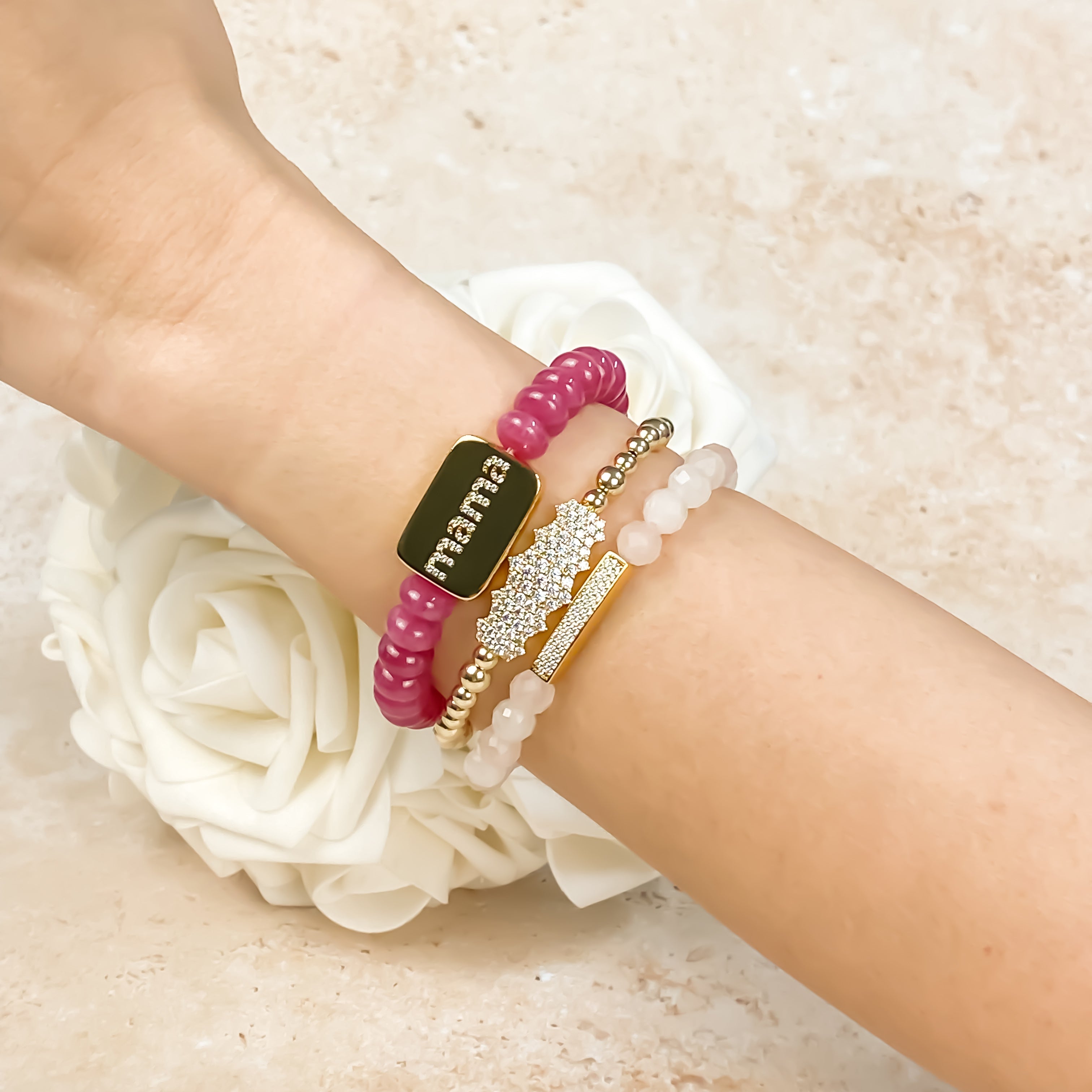 MAMA ON BEETROOT ELASTIC BRACELET