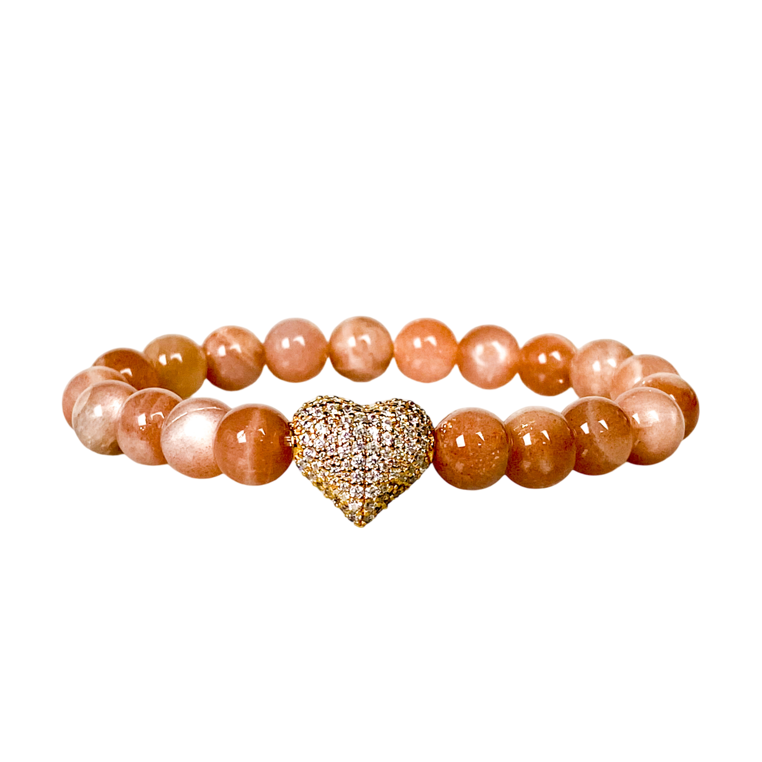 BIG HEART ON SUNSTONE ELASTIC BRACELET